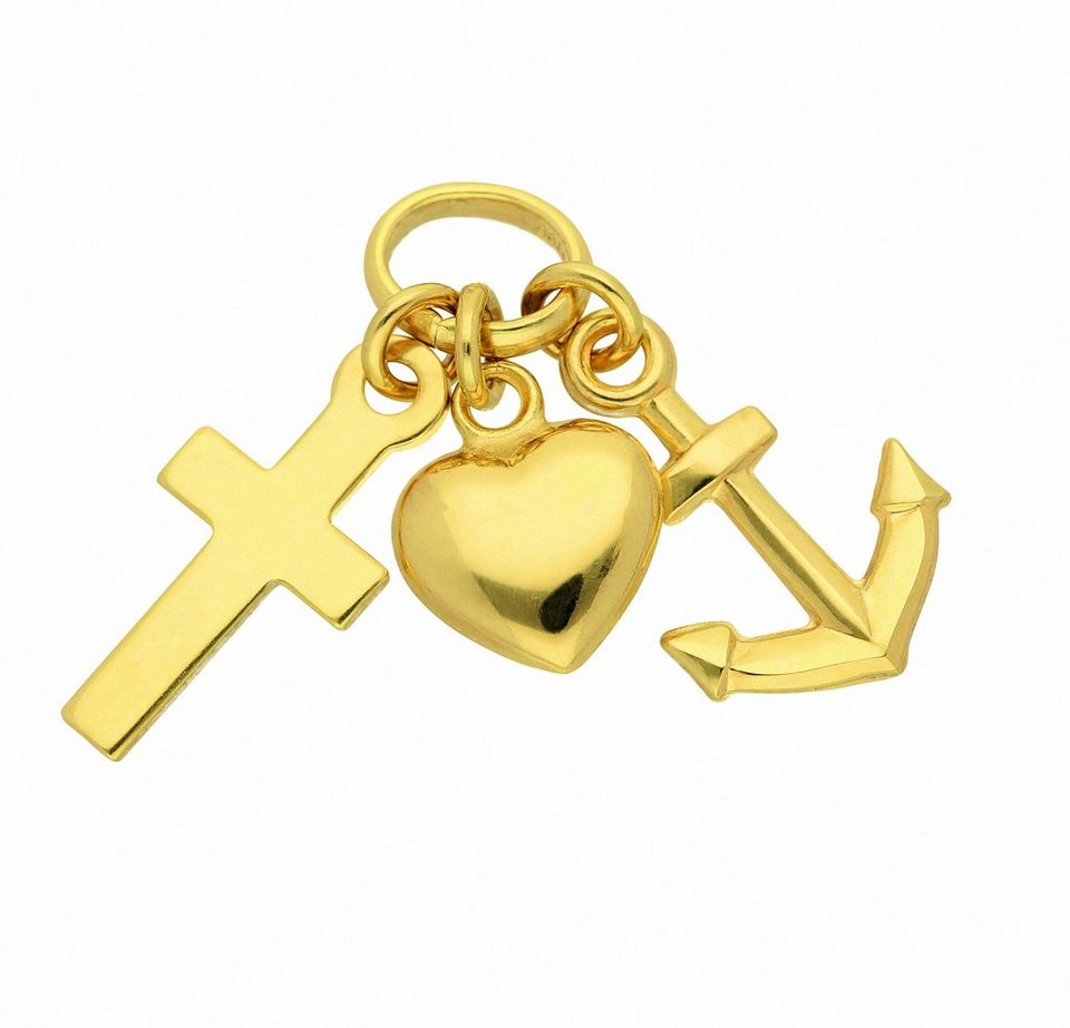 Adelia´s Kette mit Anhänger 333 Gold Anhänger Glaube-Liebe-Hoffnung,  Schmuckset - Set mit Halskette, Anhänger - gefertigt aus: 8 Karat ( 333 )  Gelbgold