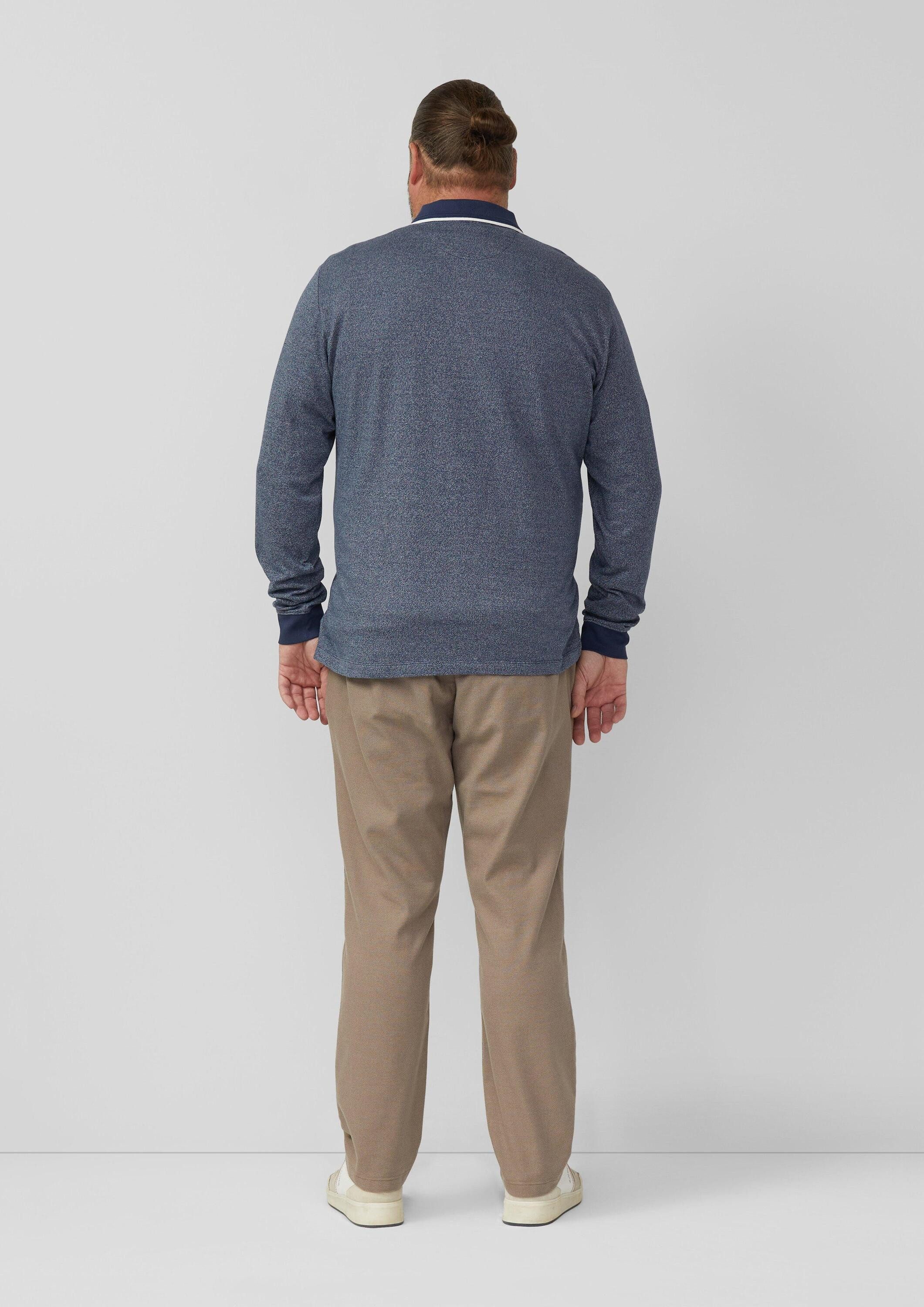 s.Oliver Langarmshirt Polo-Shirt Langarm-Polo mit Bündchen in Melange-Optik