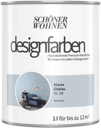 SCHÖNER WOHNEN-Kollektion Wand- und Deckenfarbe »Designfarben«, 1 Liter, Klares Eisblau Nr. 24, hochdeckende Premium-Wandfarbe