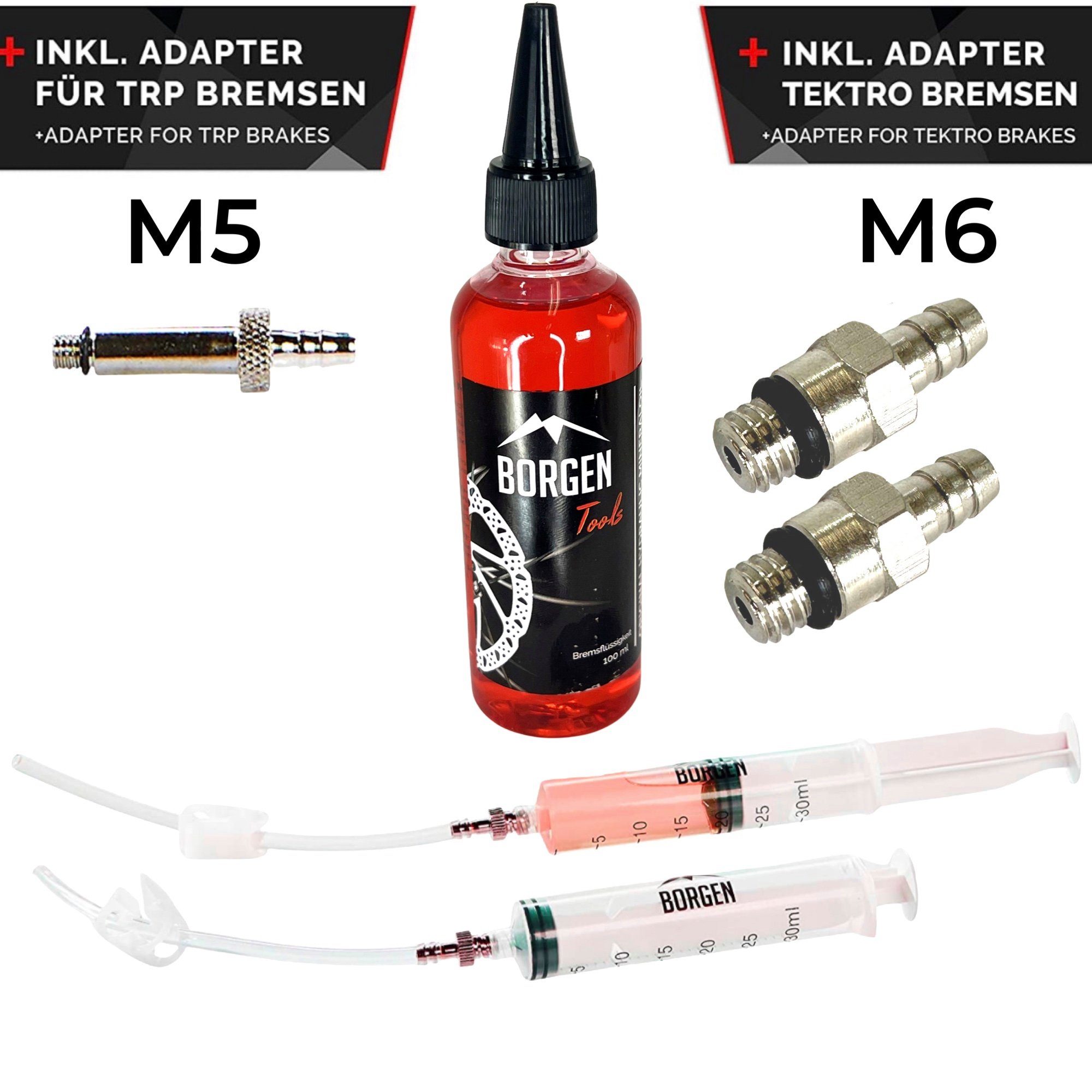 Borgen Fahrrad-Montageständer Borgen Service Kit mit Mineral Öl für Tektro & TRP Scheibenbremsen