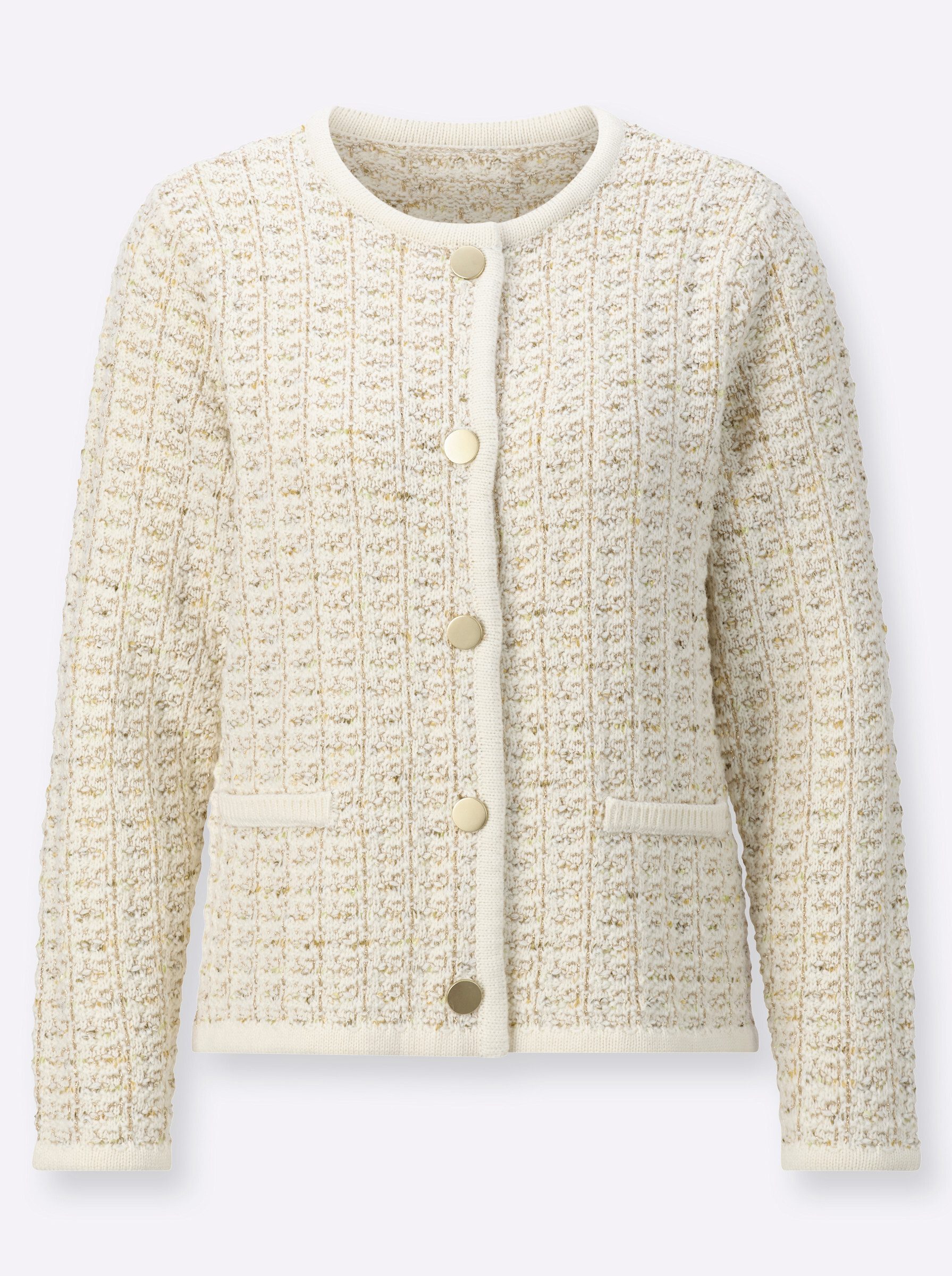 creation L Strickjacke Woll-Mix-Strickjacke Langarm Materialmix