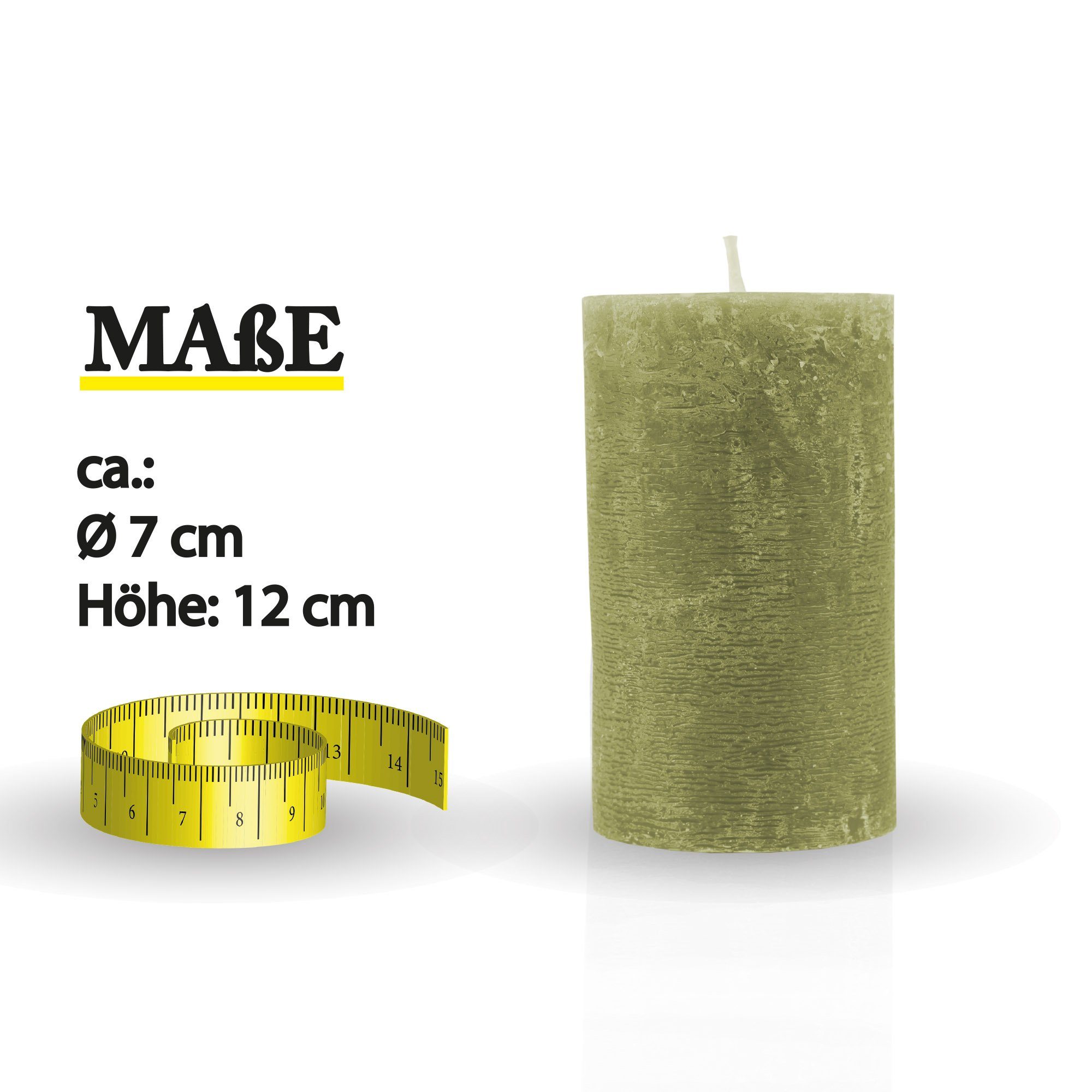 HS Candle Stumpenkerze Rustikale Antik Kerze (vers. Farben / Größen), Duftfreie Altarkerze - Dekokerze - lang Brenndauer - Retro