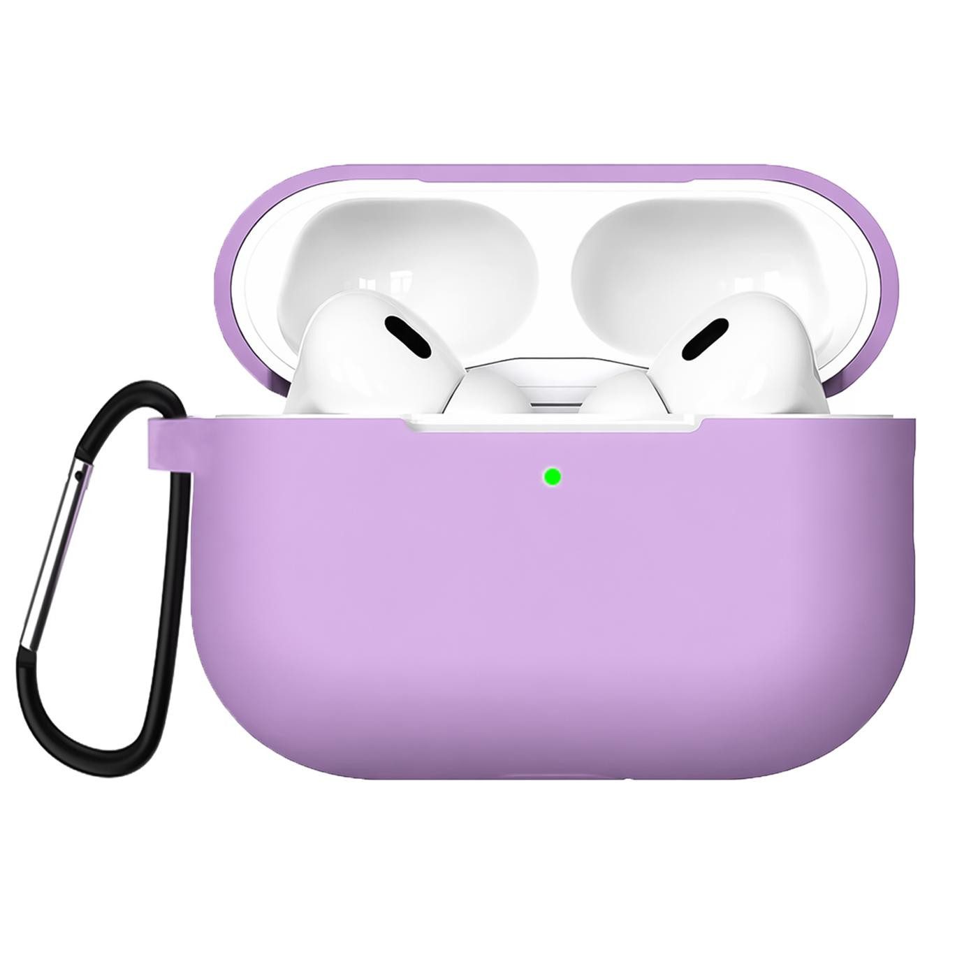 CoolGadget Kopfhörer-Schutzhülle Basic Silikon Hülle für AirPods Pro 2 Schutzhülle mit Karabiner, Soft Touch Case, stoßfest, rutschfest, 360° Schutz, kabellos ladbar