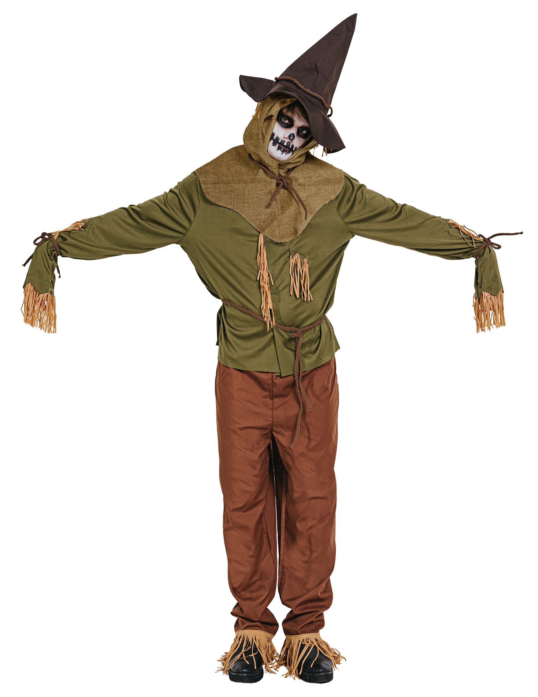 JADEO Kostüm Vogelscheuchen-Kostüm für Männer Hallowenkostüm grün-braun