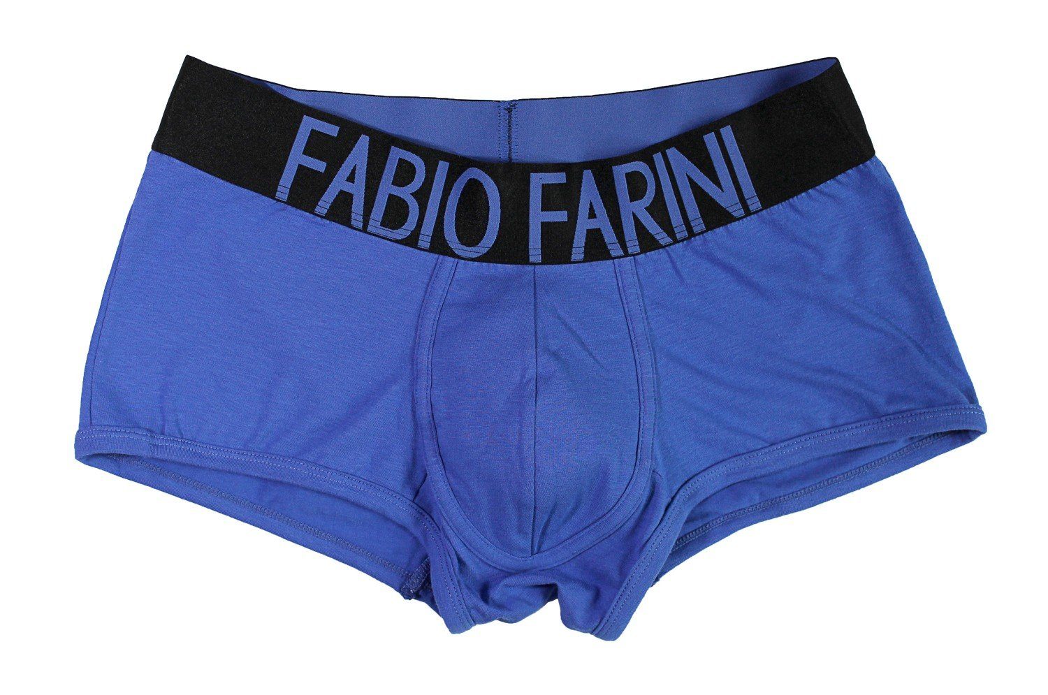 Fabio Farini breitem Boxershorts Retroshorts Logoschriftzug Look sportlichen mit Unterhosen atmungsaktiver - Baumwolle (4-St) aus Herren Blau/Dunkelblau/Grau/Schwarz im