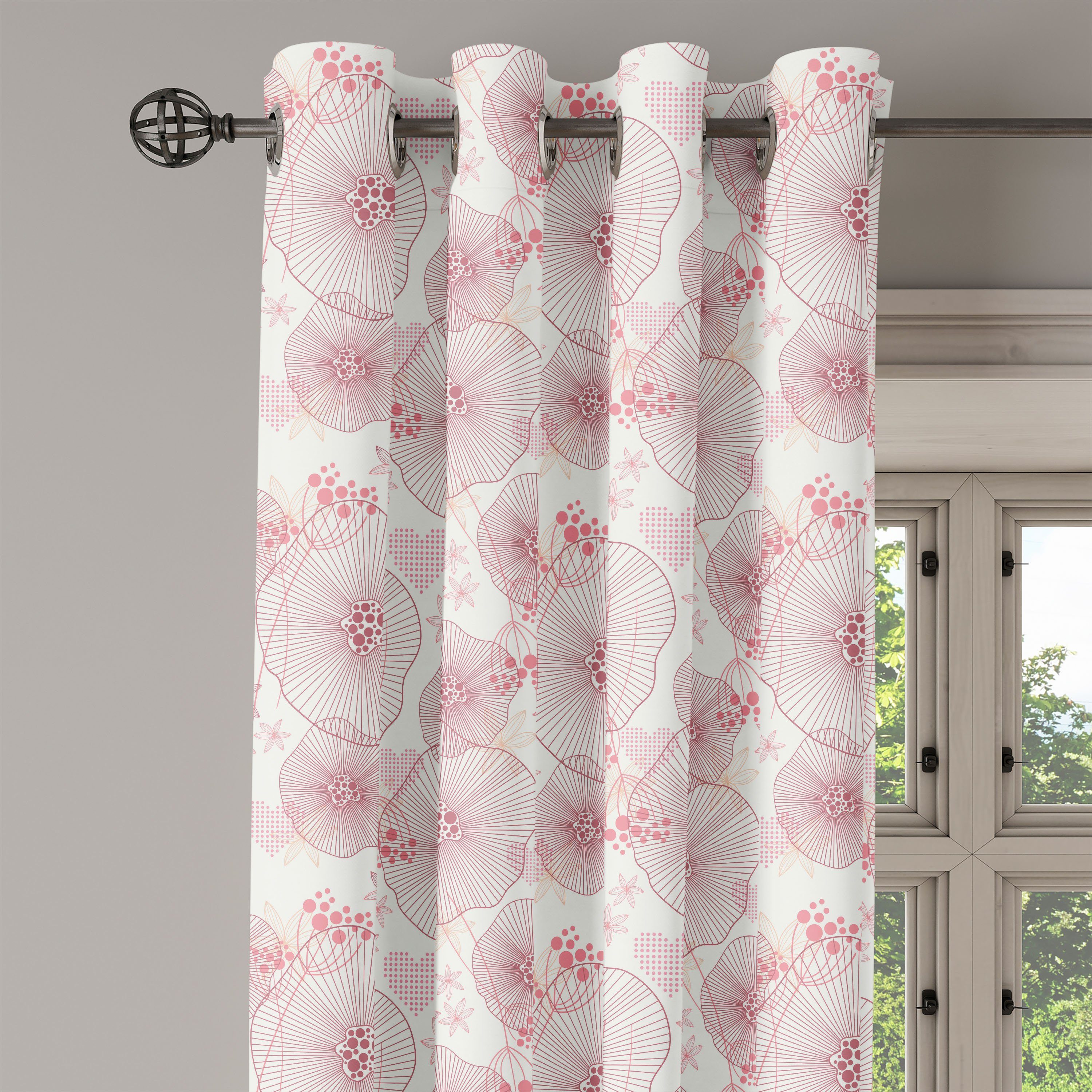 für Frühling Gardine Wohnzimmer, 2-Panel-Fenstervorhänge Dekorative Blumen romantischen eines Schlafzimmer Abakuhaus, Blooms