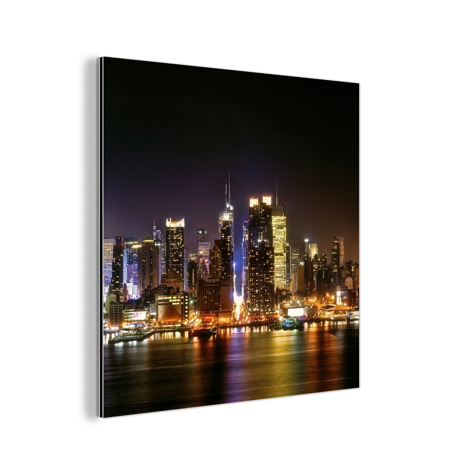 MuchoWow Metallbild New York - Manhattan - Skyline, (1 St), Alu-Dibond-Druck, Gemälde aus Metall, Aluminium deko