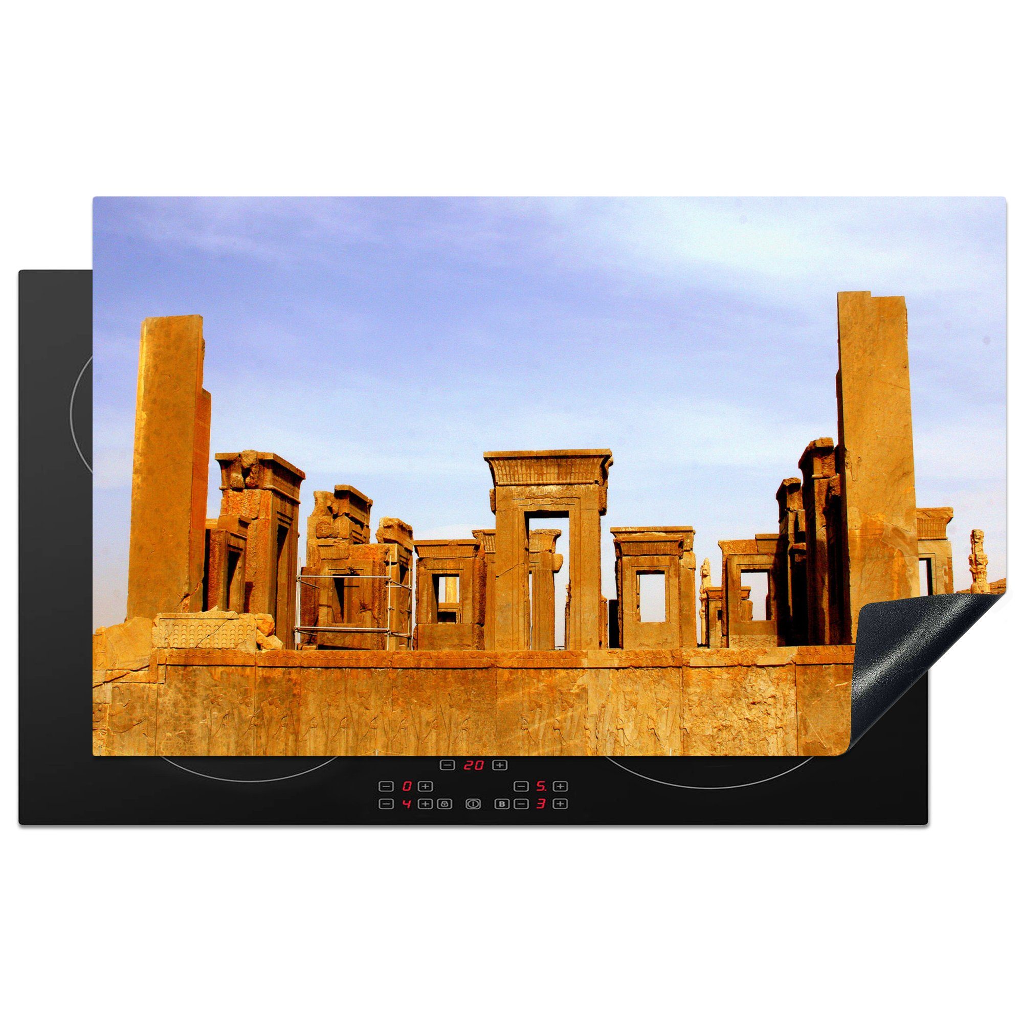 MuchoWow Herdblende-/Abdeckplatte Die küche Arbeitsplatte Vinyl, tlg), für Palast Darius' cm, Persepolis, von Ceranfeldabdeckung, iranischen im Ruinen 83x51 (1