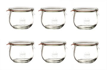 WECK Einmachglas Tulpenglas 580ml mit Deckel RR 100 Glas Weckgläser Klammern Ringen, Glas, (6-tlg)