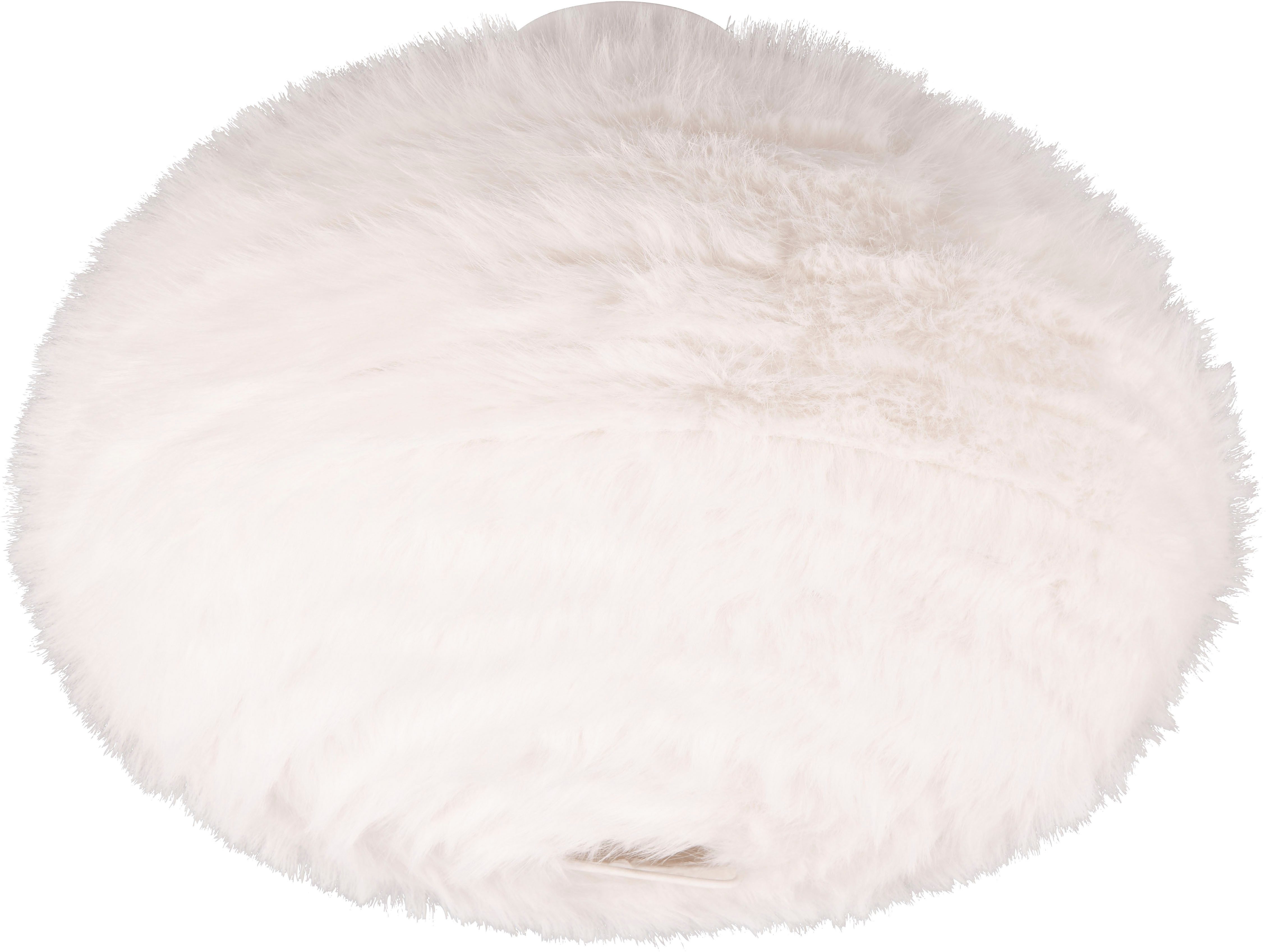 Reality Leuchten Deckenleuchte FURRY, E27 Deckenlampe mit Plüsch Lampenschirm Höhe 38 cm Ø 50 cm, Leuchtmittel wechselbar, warmweiß - kaltweiß, exkl 2xE27 max 10W, Plüsch Deckenlampe weiß Schlafzimmer Wohnzimmer