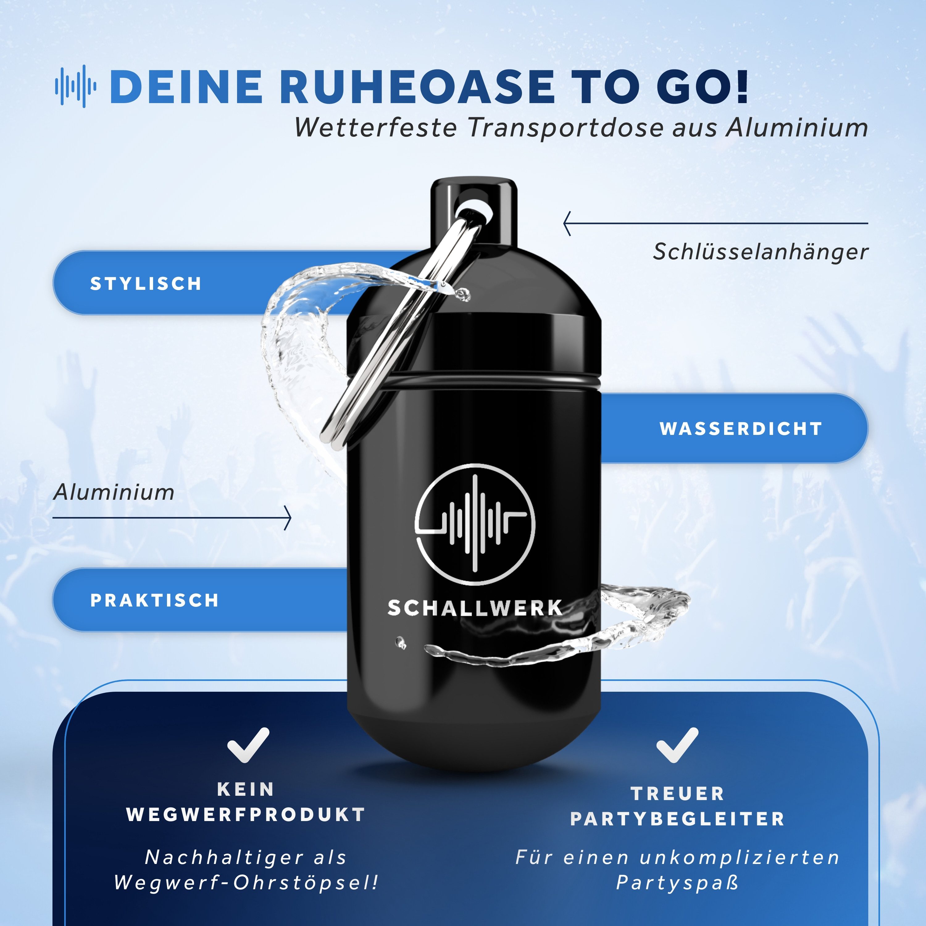Schallwerk Gehörschutzstöpsel SCHALLWERK ® Music+ Gehörschutz Ohrstöpsel dämpft Lärm
