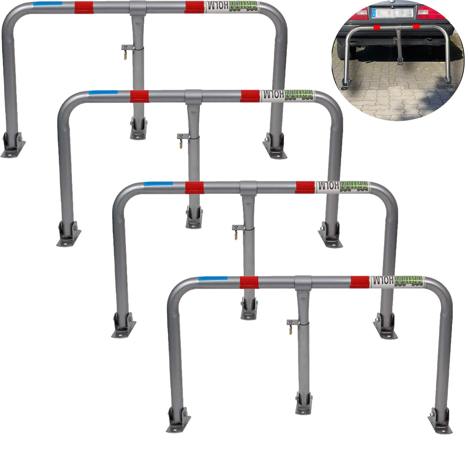 TRUTZHOLM Absperrpfosten 4x Parkplatzsperre abschließbar 43 x 80 cm Parkplatzbügel Sperrbügel (Stück)