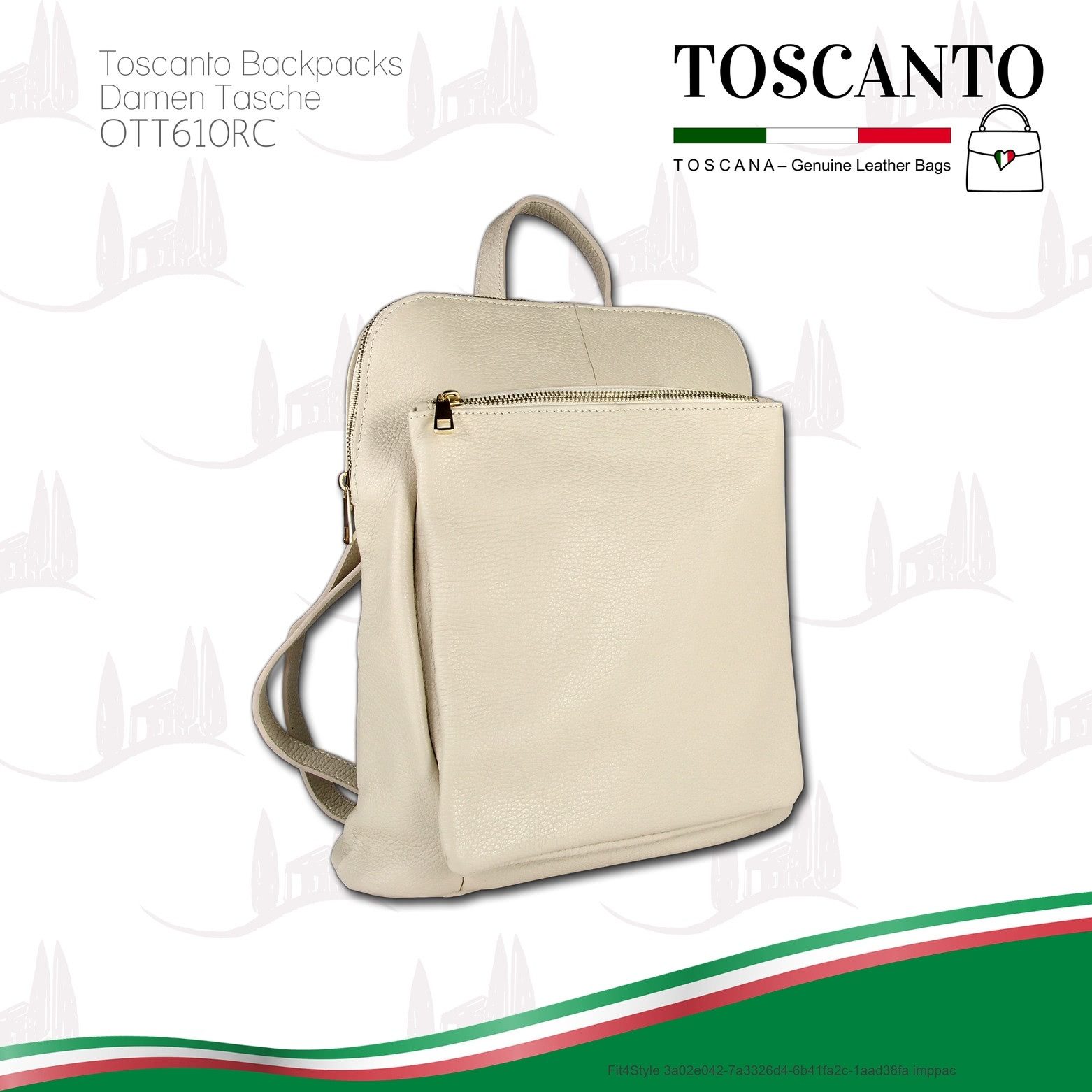 Toscanto Cityrucksack Toscanto Cityrucksack Freizeit (Cityrucksack), Damen Tasche Echtes Leder beige, Made-In Italy