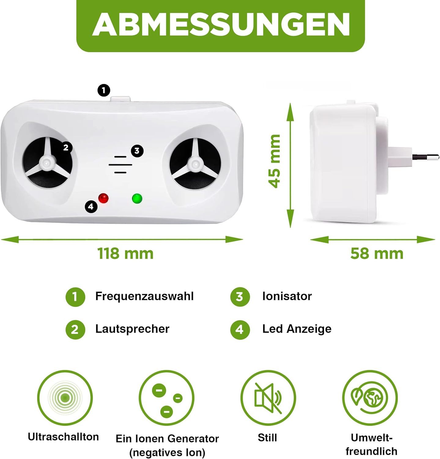 ISOTRONIC Ultraschall-Tierabwehr Isotronic Schädlingsabwehr mit Ionisator, 1-tlg.
