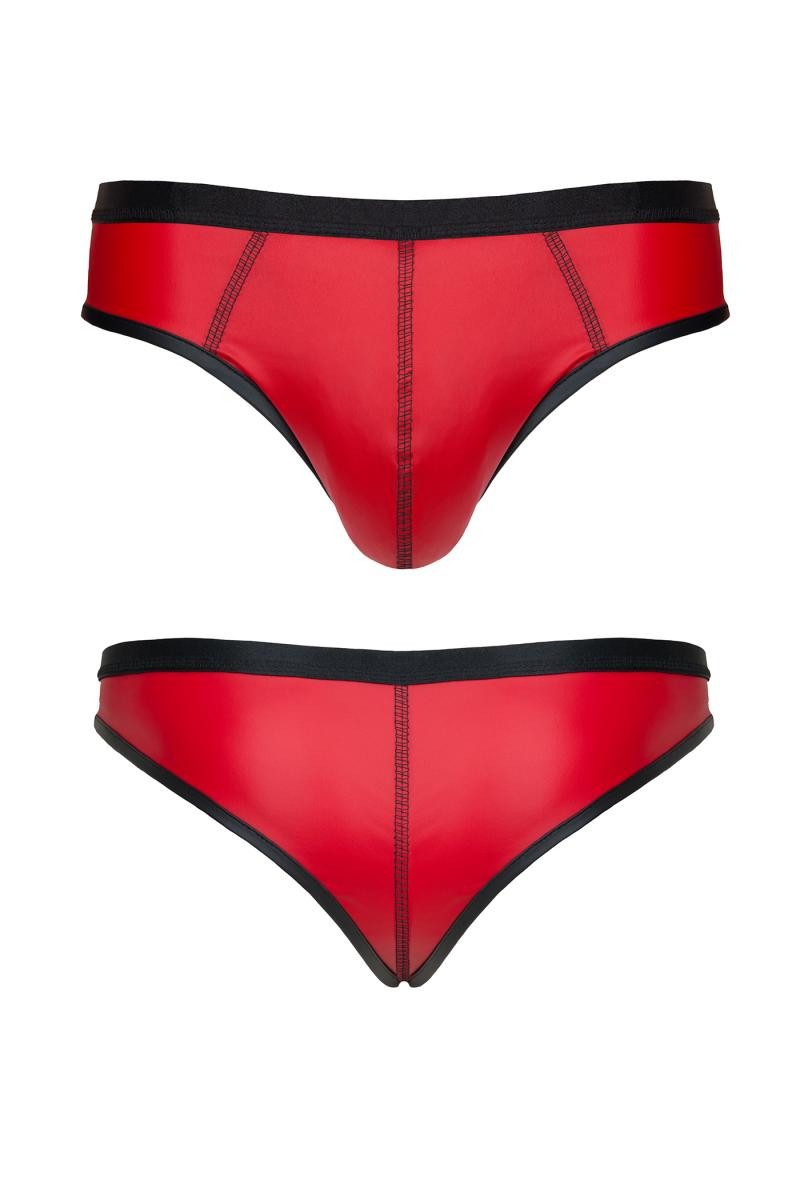 Regnes Fetish Planet Slip Herren Slip in rot schwarz aus mattem Wetlook-Material sexy Herren Sli