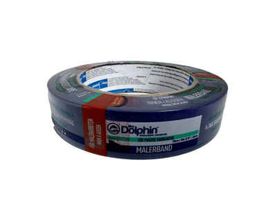 BlueDolphin Kreppband Malerband Abklebeband Malerkrepp Kreppband Klebeband 25 mm (Singlepack, 0-St., 1 Malerband) Rückstandsfrei entfernbar, UV-beständig, Verhindert Unterlaufen