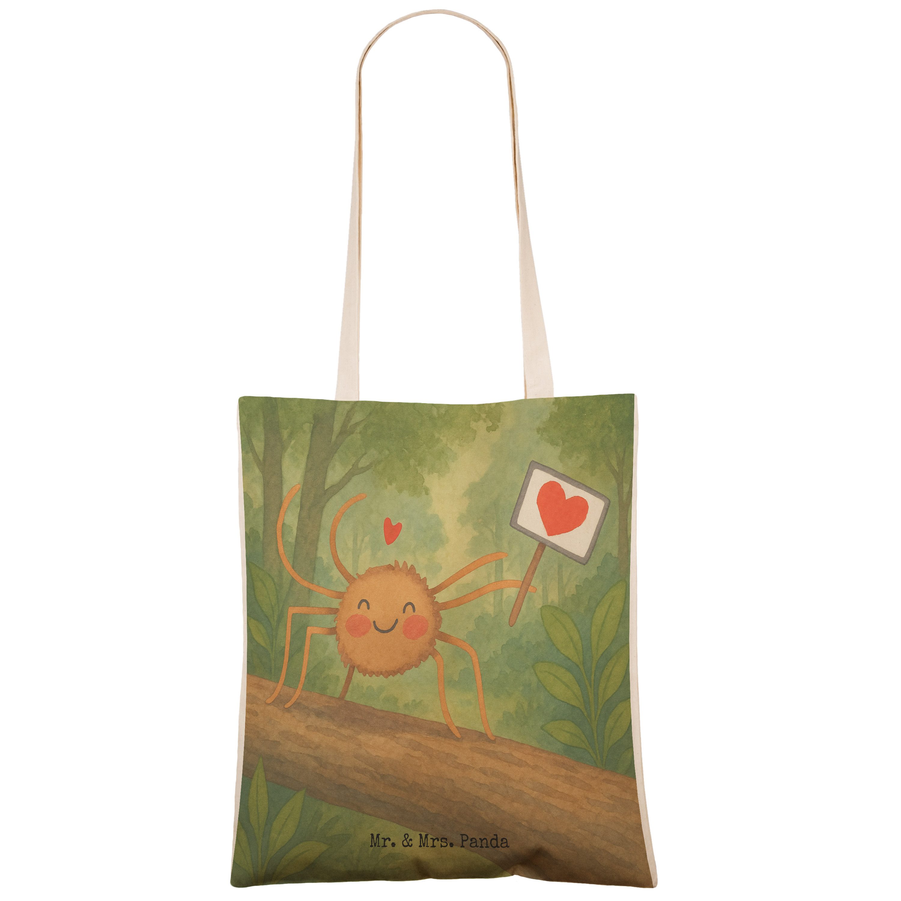 Mr. & Mrs. Panda Tragetasche Spinne Agathe Motivation Design, Tote Bag, Weiß, Dankeschön, Tasche, (Packung), Tragetasche Bedruckt Spinne Agathe cityshopper