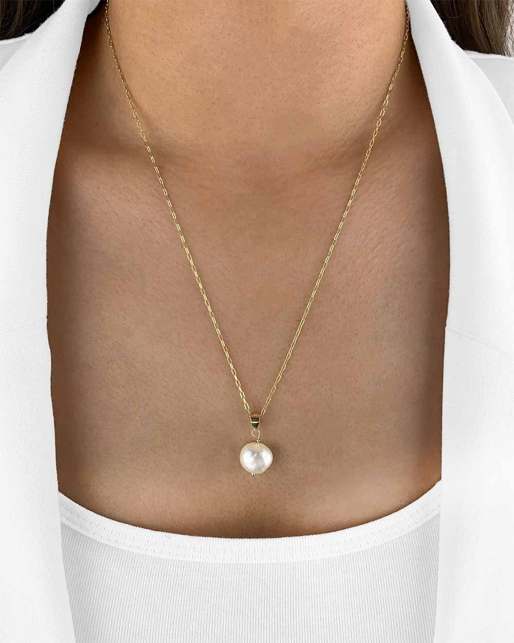DANIEL CLIFFORD Perlenkette 'Maribelle' Damen Halskette Silber 925, 14k vergoldet Barock Perle (inkl. Verpackung), größenverstellbare Perlenkette echte Süßwasserzuchtperle