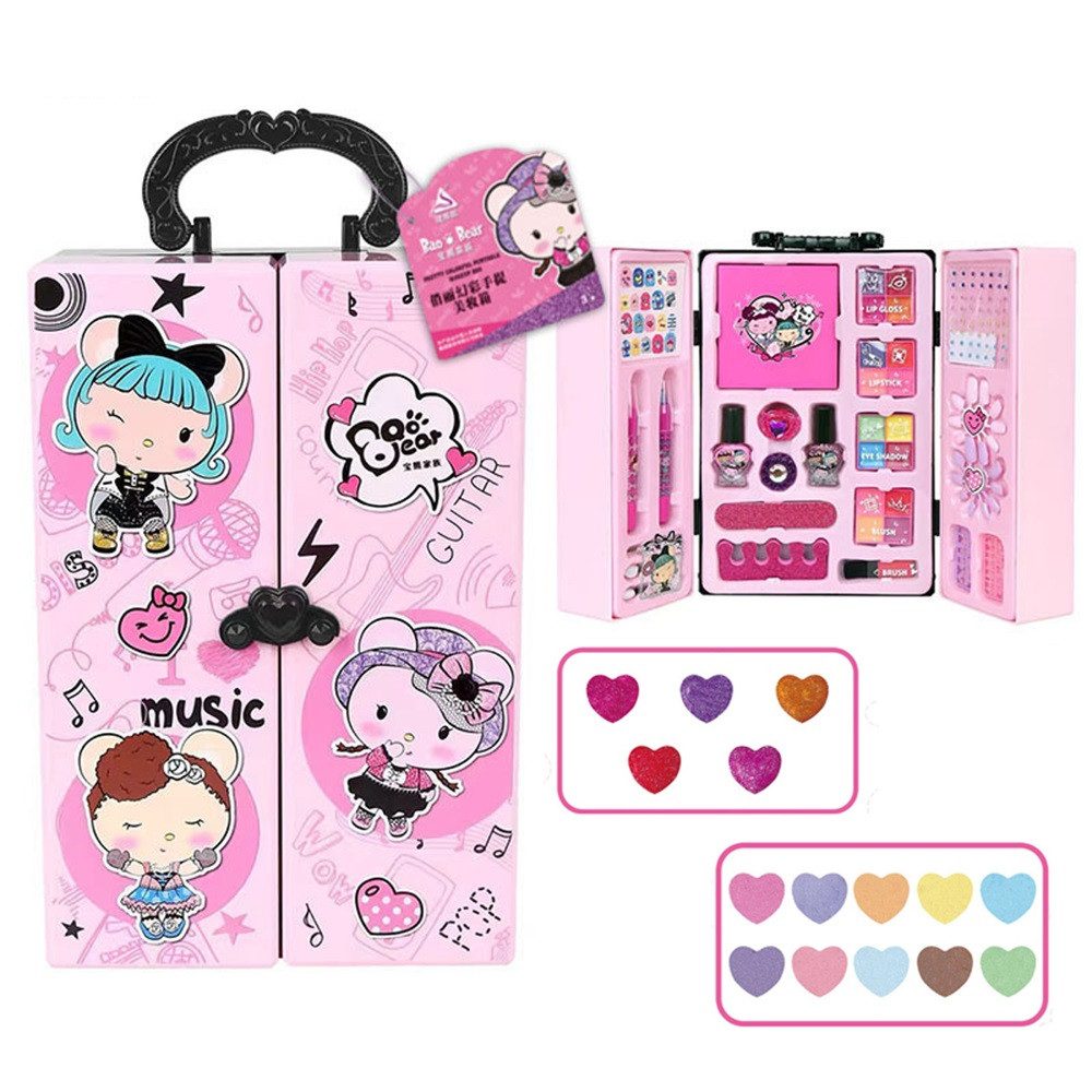 ZEUOPQ Kosmetik-Set Kinderschminke Set Mädchen mit Schminkkoffer, Waschbares&Safe Make up Spielzeug,Schminkset Spielzeug, Geburtstag Weihnachten Party Geschenke für Kinder