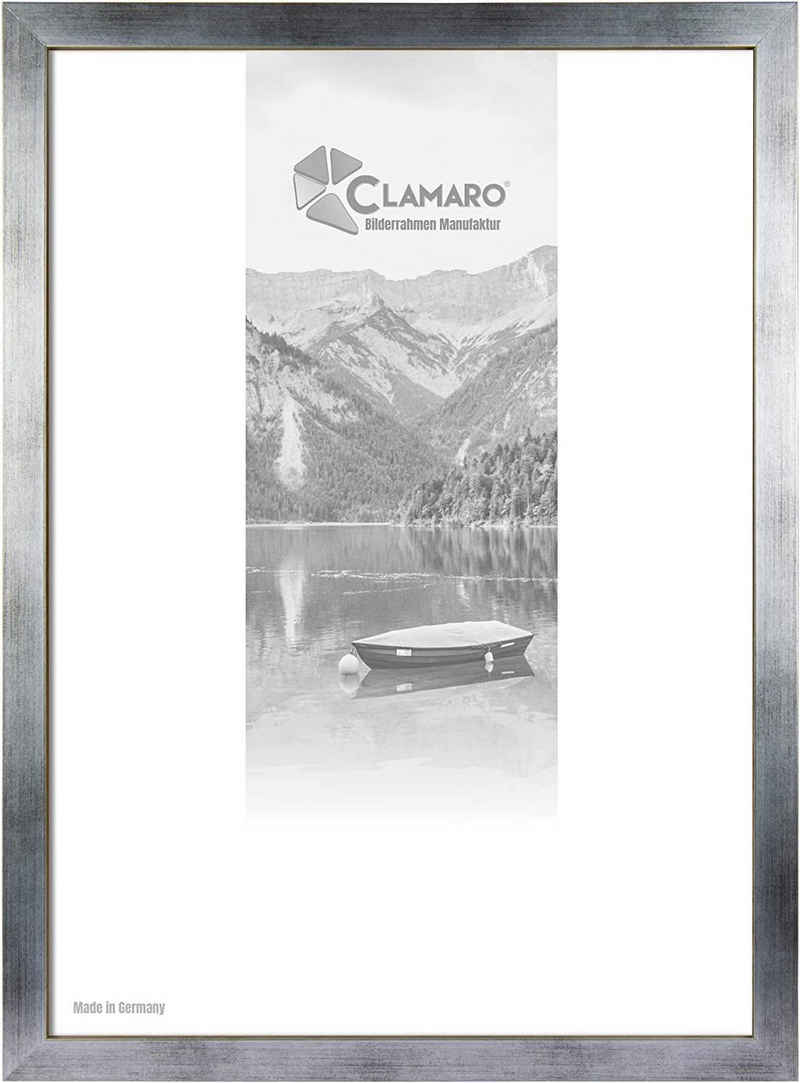 Clamaro Bilderrahmen Bilderrahmen Silber Gebürstet CLAMARO Collage nach Maß FSC® Holz Modern eckig M3016 30x40 in Silber Gebürstet