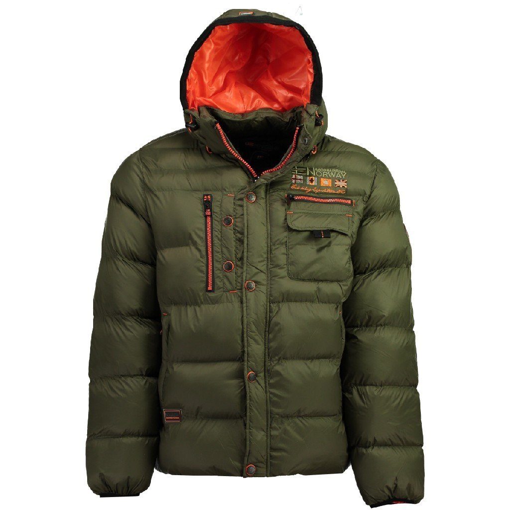 Steppjacke abnehmbarer Großen Citernier Winterjacke Geographical Norway Stehkragen, mit mit Größen warme Herren Khaki Kapuze, gefütterte enthältich, in auch