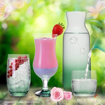 PLATINUX Gläser-Set Trinkgläser & Karaffe mit Grünem Ombré Effekt, Glas, Set 19 Teilig Wasserkaraffe Cocktailgläser Trinkgläser