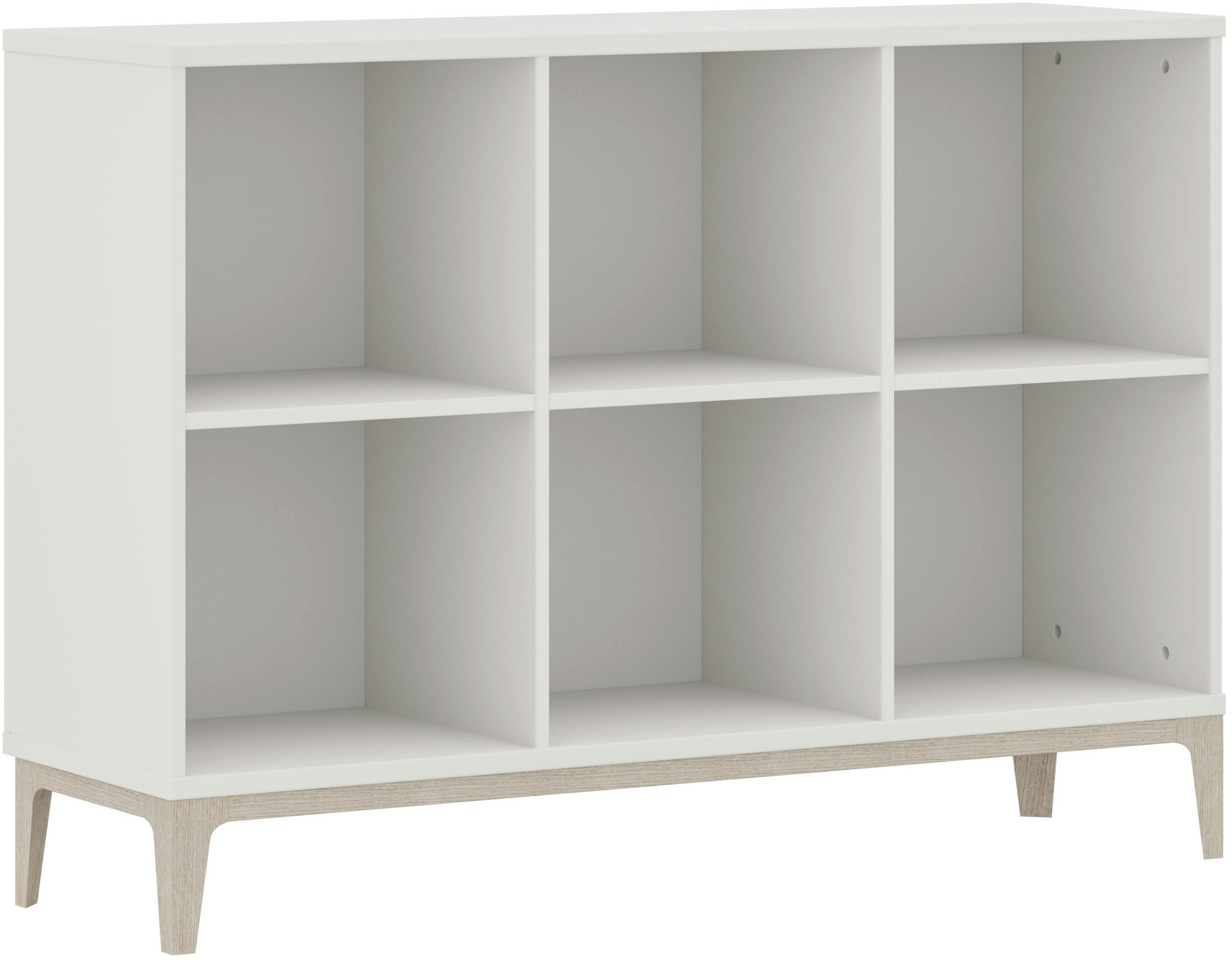 PAIDI Sideboard CUTIE LEA in Weiß, 6 offene Fächer (B/H/T ca. 123/88/38cm, Off-White), modernes & stabiles Regal aus Holz, offenes Standregal