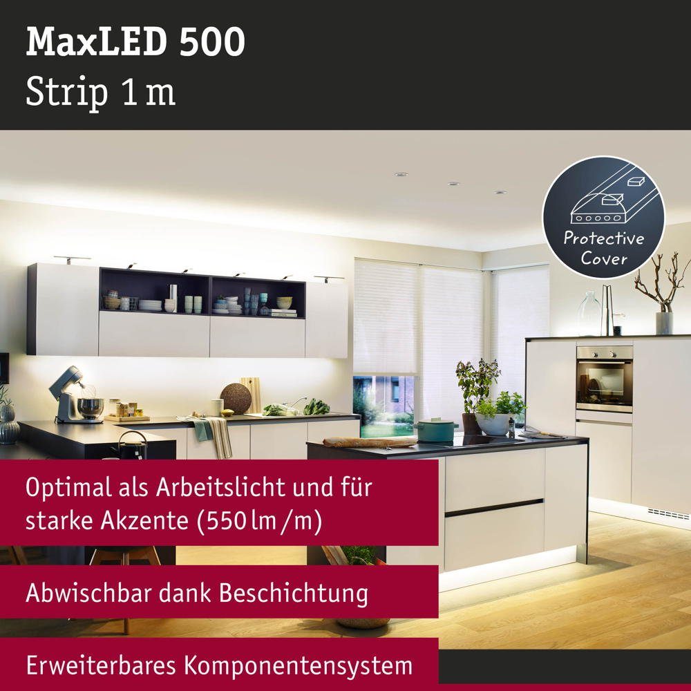 LED MaxLED 500 1-flammig, in Silber 7W Warmweiß Stripe, Streifen 1m, Paulmann LED aus Kunststoff Function Stripe