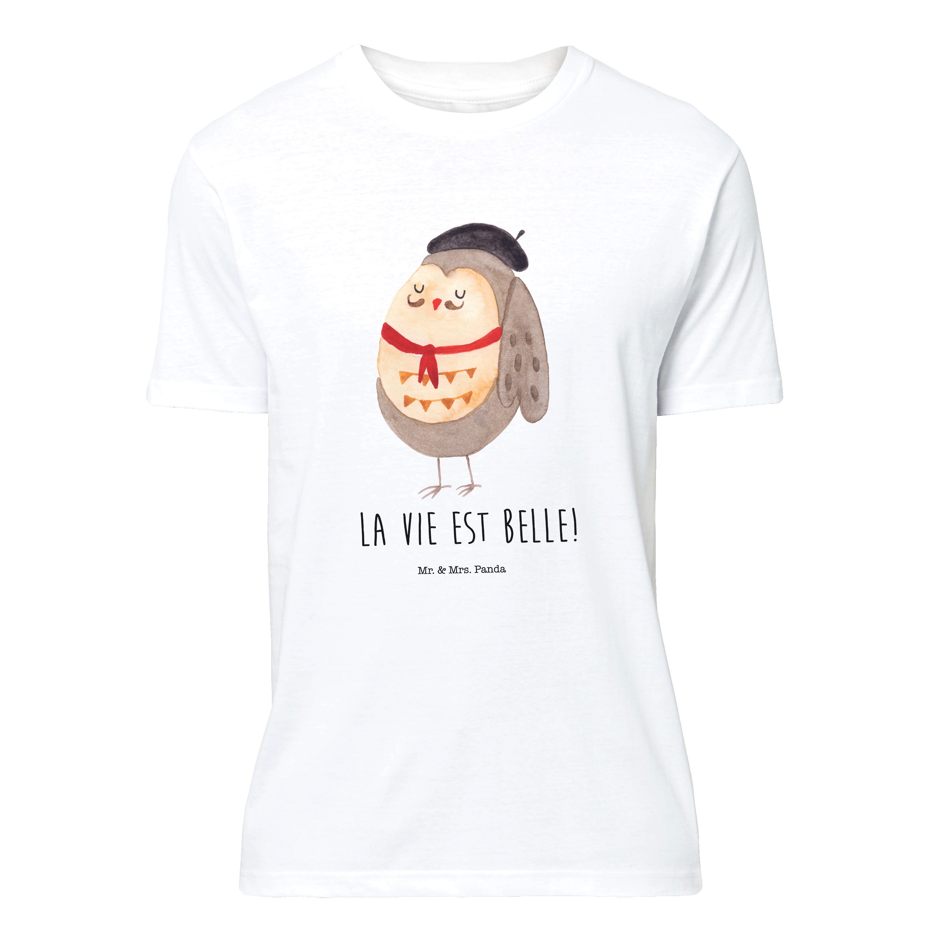 Mr. & Mrs. Panda T-Shirt Eule Französisch - Weiß - Geschenk, La vie est  belle, T-Shirt mit Spr (1-tlg)