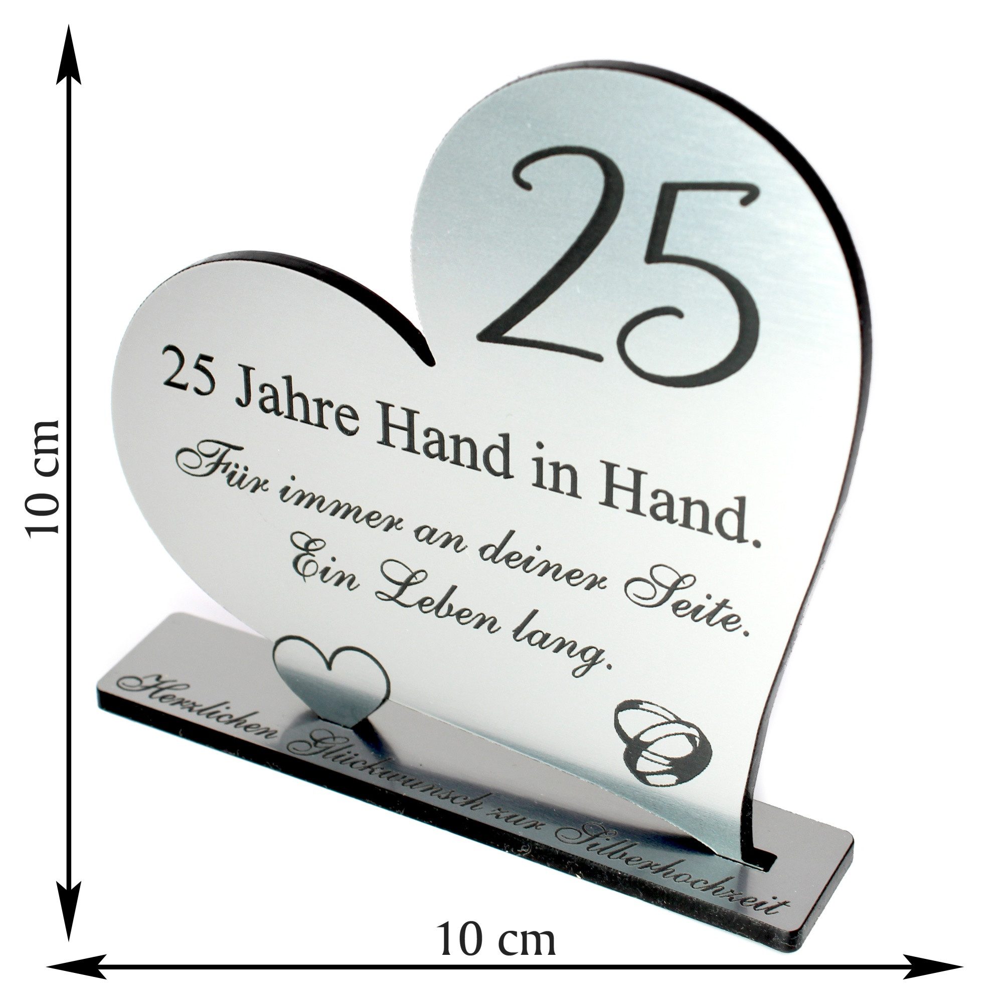 Dekolando Hochzeitskarte Silberne Hochzeit Geschenk 25 Jahre Silberhochzeit Herz Aufsteller 10