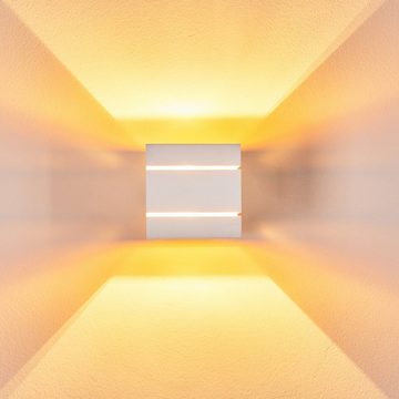 hofstein Wandleuchte »Riccio« Wandlampe aus Metall in Weiß/Gold mit Schlitzen, ohne Leuchtmittel, 2700 Kelvin, moderne mit Lichteffekt, 1xG9, Cube/Innen mit Up & Down-Effekt