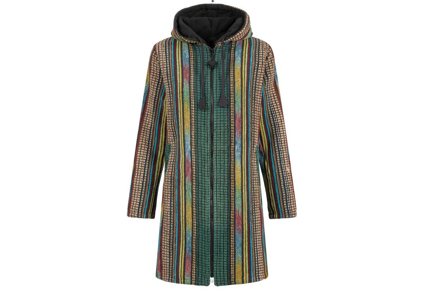 KUNST UND MAGIE Langjacke Damen Gheri Jacke Kurzmantel Kapuze -Hippie Goa Boho Damen Mantel