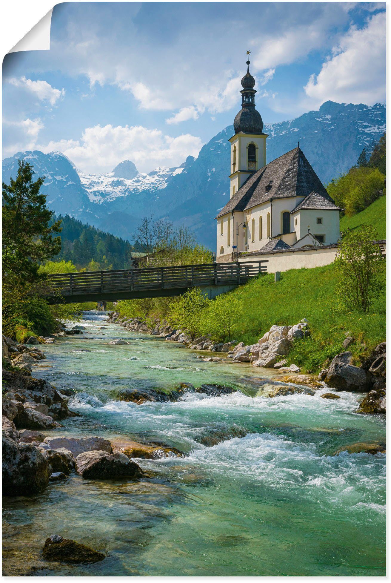 (1 Größen Seebilder Alubild, oder Frühling St), Wandaufkleber versch. Wandbild in als Leinwandbild, Artland Ramsau, in Poster