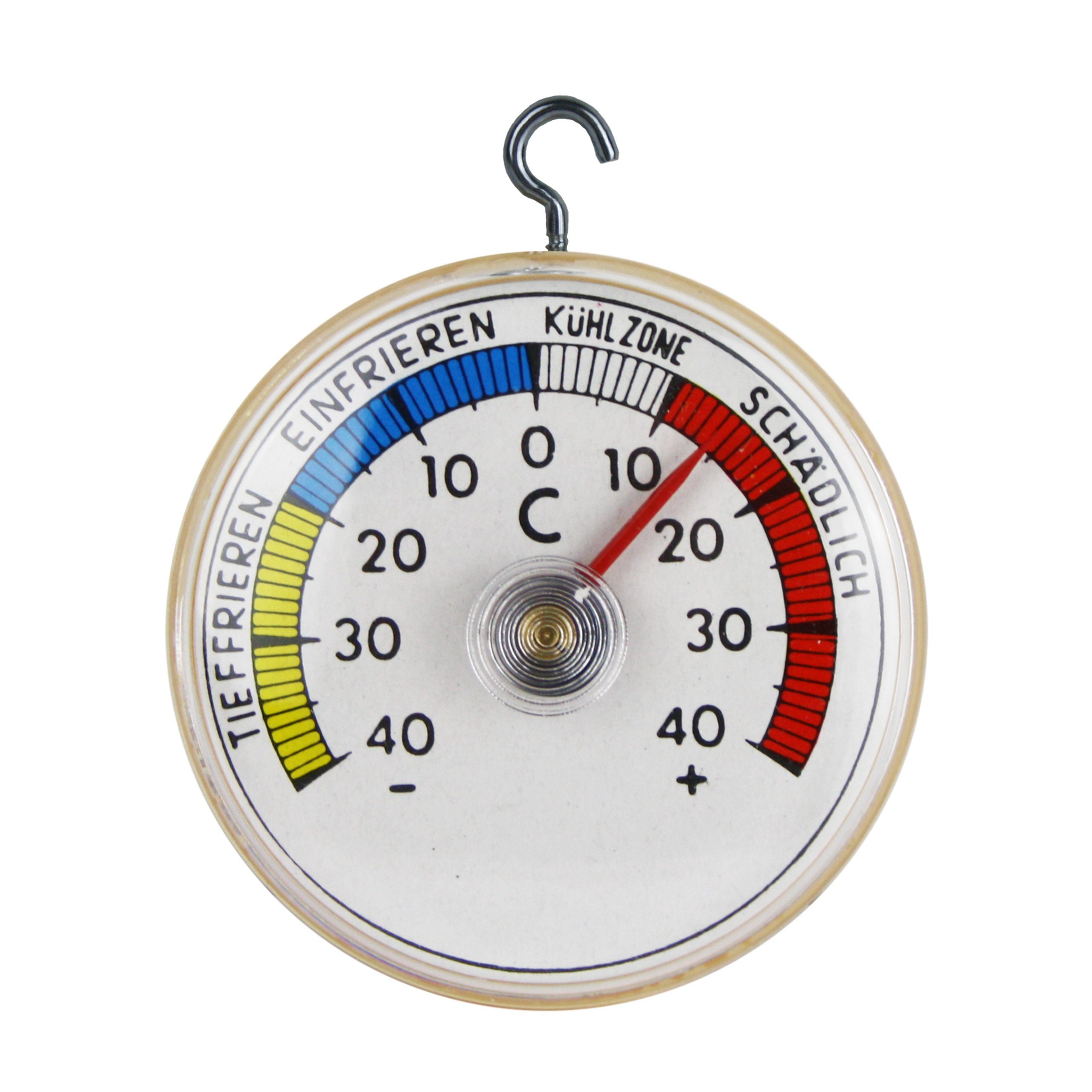 Lantelme Kühlschrankthermometer selbstklebend mit Haken Gefrierschrank Kühlschrank Thermometer, Spar-Pack 2-tlg., Wählbar 2 oder 5 Stück, Mit Metallhaken und Klebepad, Temperaturanzeige + - 40°C
