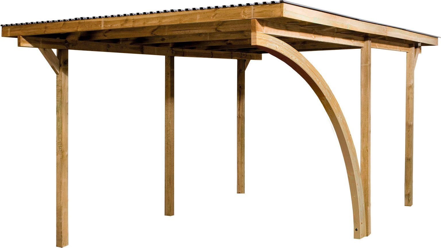 weka Einzelcarport 606 A Gr.1, BxT: 300x500 cm, 217,5 cm Einfahrtshöhe, mit Rundbogen wahlweise links- oder rechts montierbar