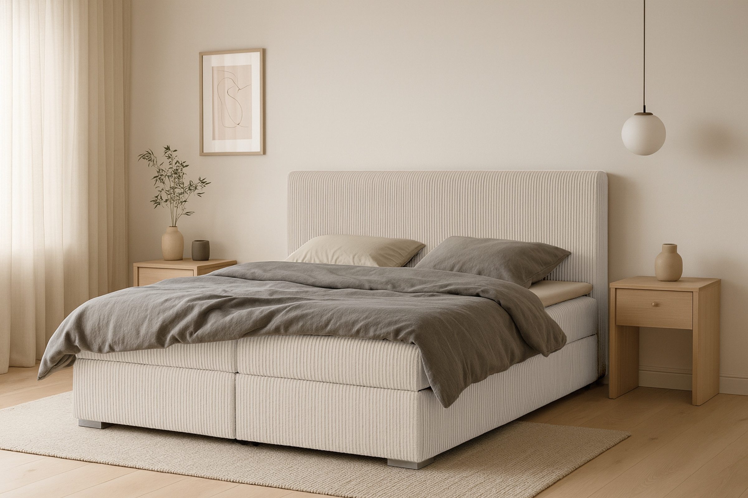 Deine Möbel 24 Boxspringbett LON IV Boxspring Komplettbett Polsterbett Bone günstig online kaufen