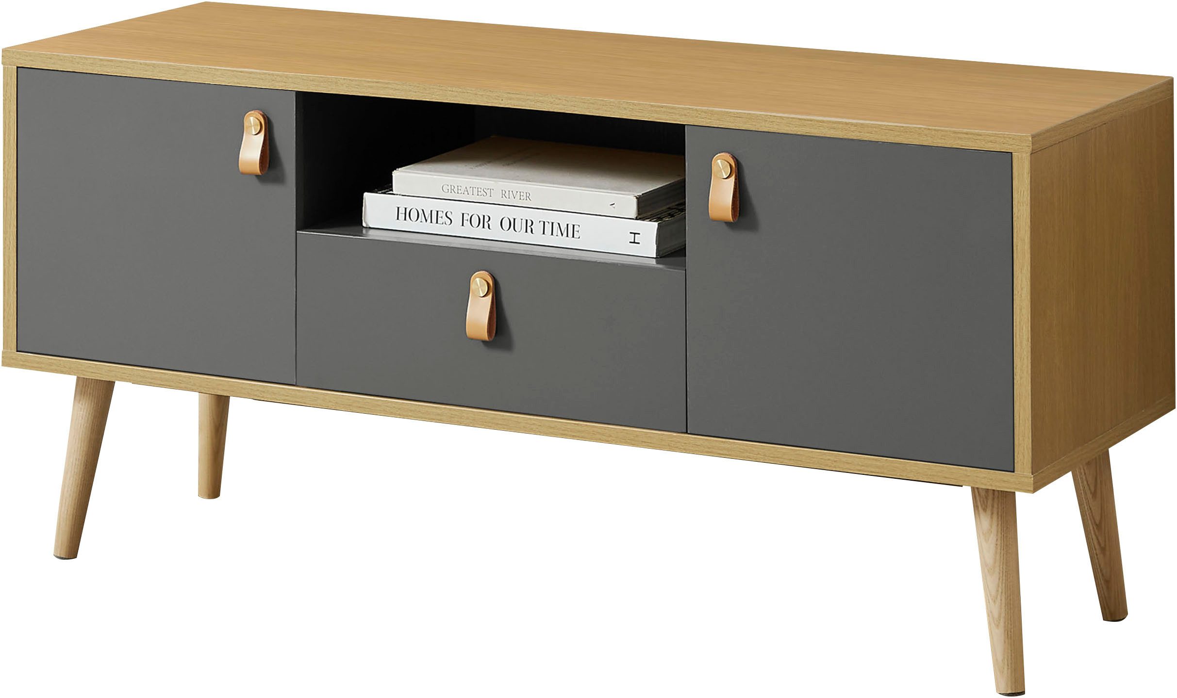 Leonique TV-Board Avril, Korpus aus Melamin & MDF, ABS-Kunststoff Kanten, Soft-Close-Funktion