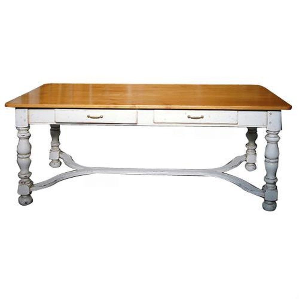 JVmoebel Esstisch Antiker Holztisch im Art Deco-Stil mit Schubladen in Weiß und Braun (Packung, 1-St., Tisch), Made in Europa