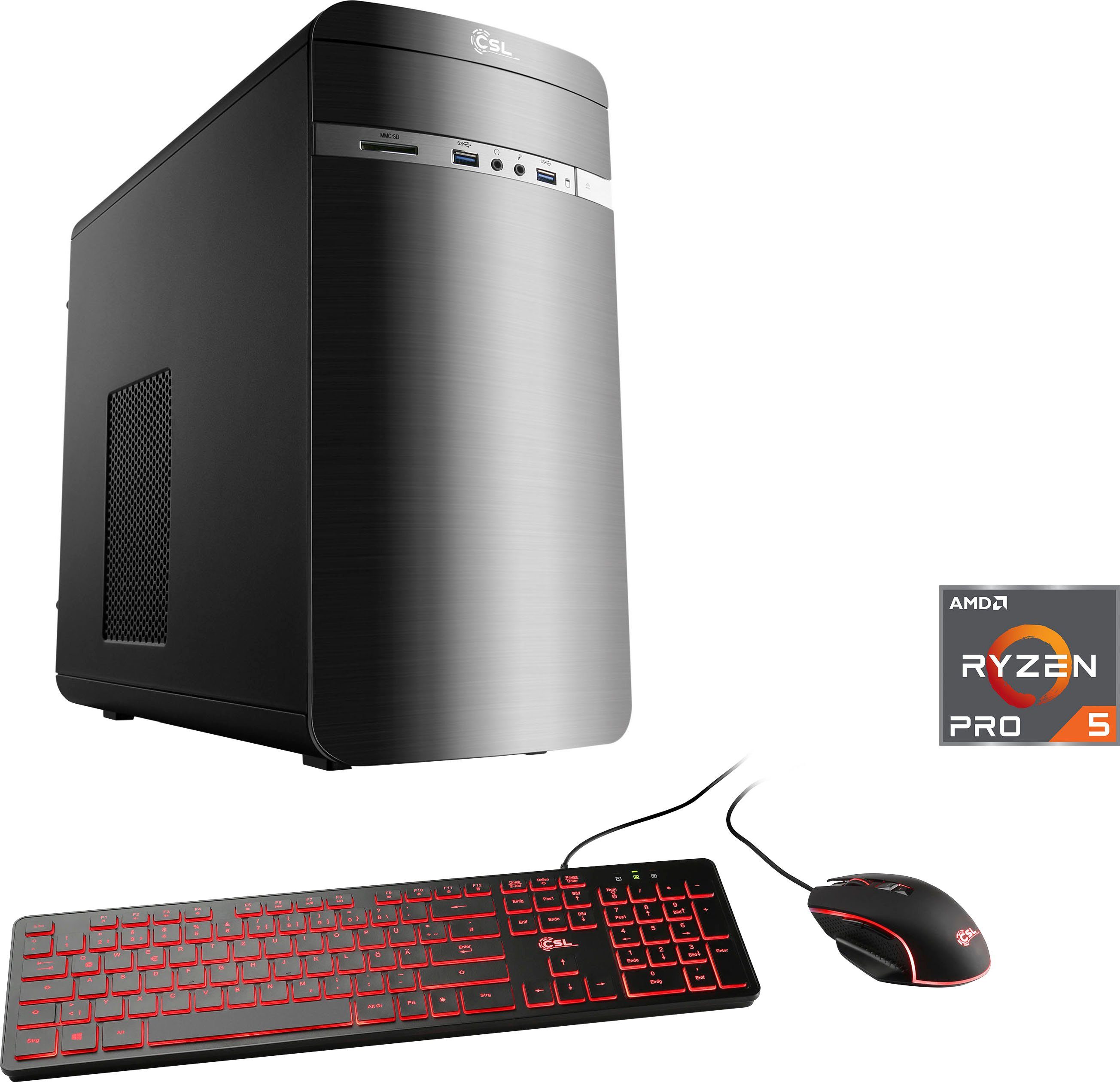 CSL Sprint V28512 Gaming-PC (AMD Ryzen 5 PRO 4650G, AMD Radeon Graphics, 16 GB RAM, 1000 GB SSD, Luftkühlung)