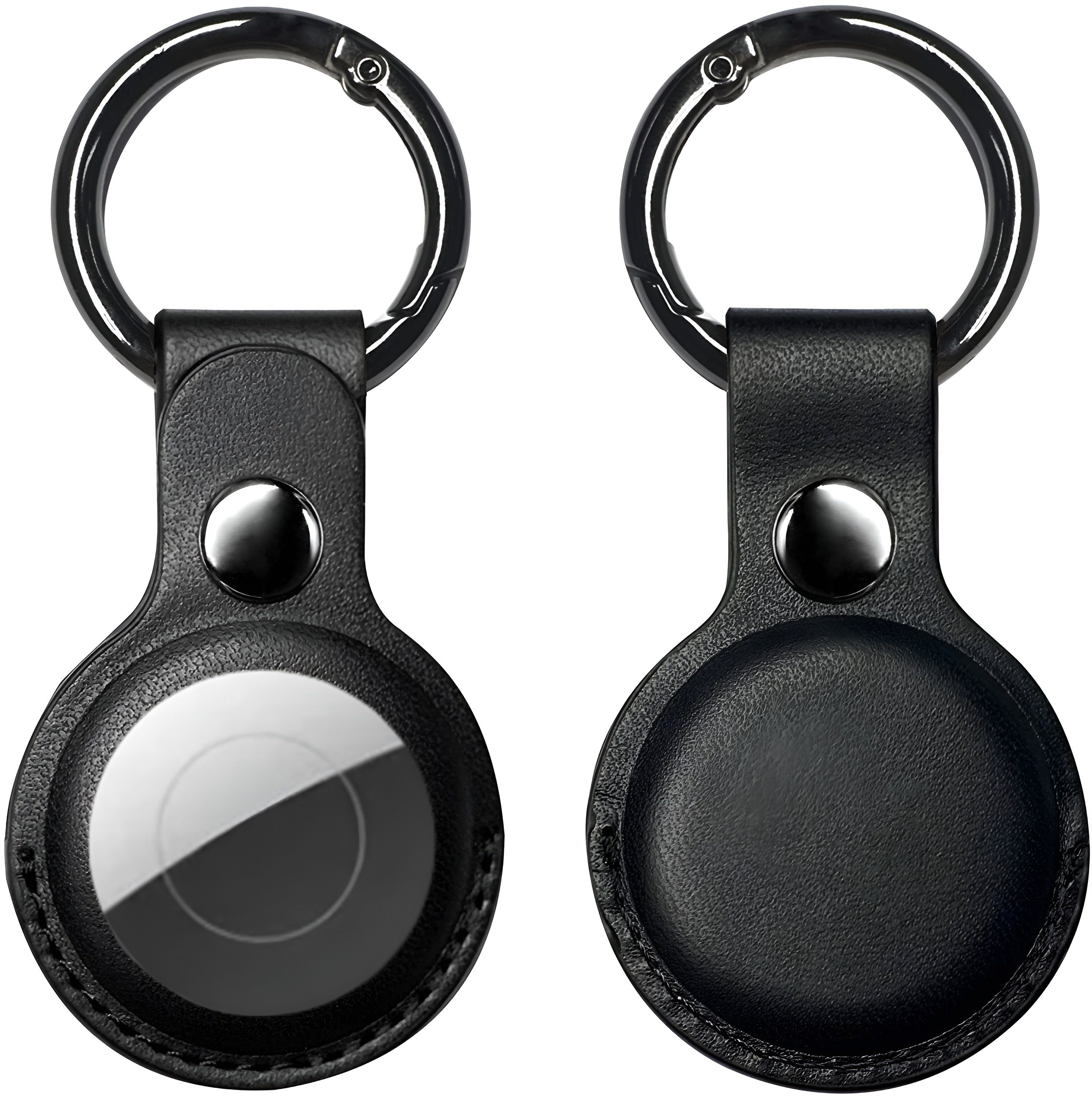 Bingo Schlüsselanhänger Set Schlüsselanhänger Airtag Anhänger Hülle - Apple Air Tags Leder Schwarz (Eleganz Aufhängung Taschen Haustierhalsband Clip-Verschluss Hochwertig Tracker Geschenkset, 2-tlg., Stahlkarabiner mit Lederhülle), Vielseitige Aufhängung Kratzschutz Offenes Design Einfache Montage