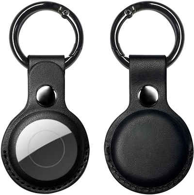 Bingo Schlüsselanhänger Set 2er Schlüsselanhänger Airtag Anhänger Hülle Air Tags Leder Schwarz (Eleganz Aufhängung Taschen Haustierhalsband Clip-Verschluss Hochwertig Tracker Geschenkset, 2-tlg., Stahlkarabiner mit Lederhülle, 2 Stück), Vielseitige Aufhängung Kratzschutz Offenes Design Einfache Montage