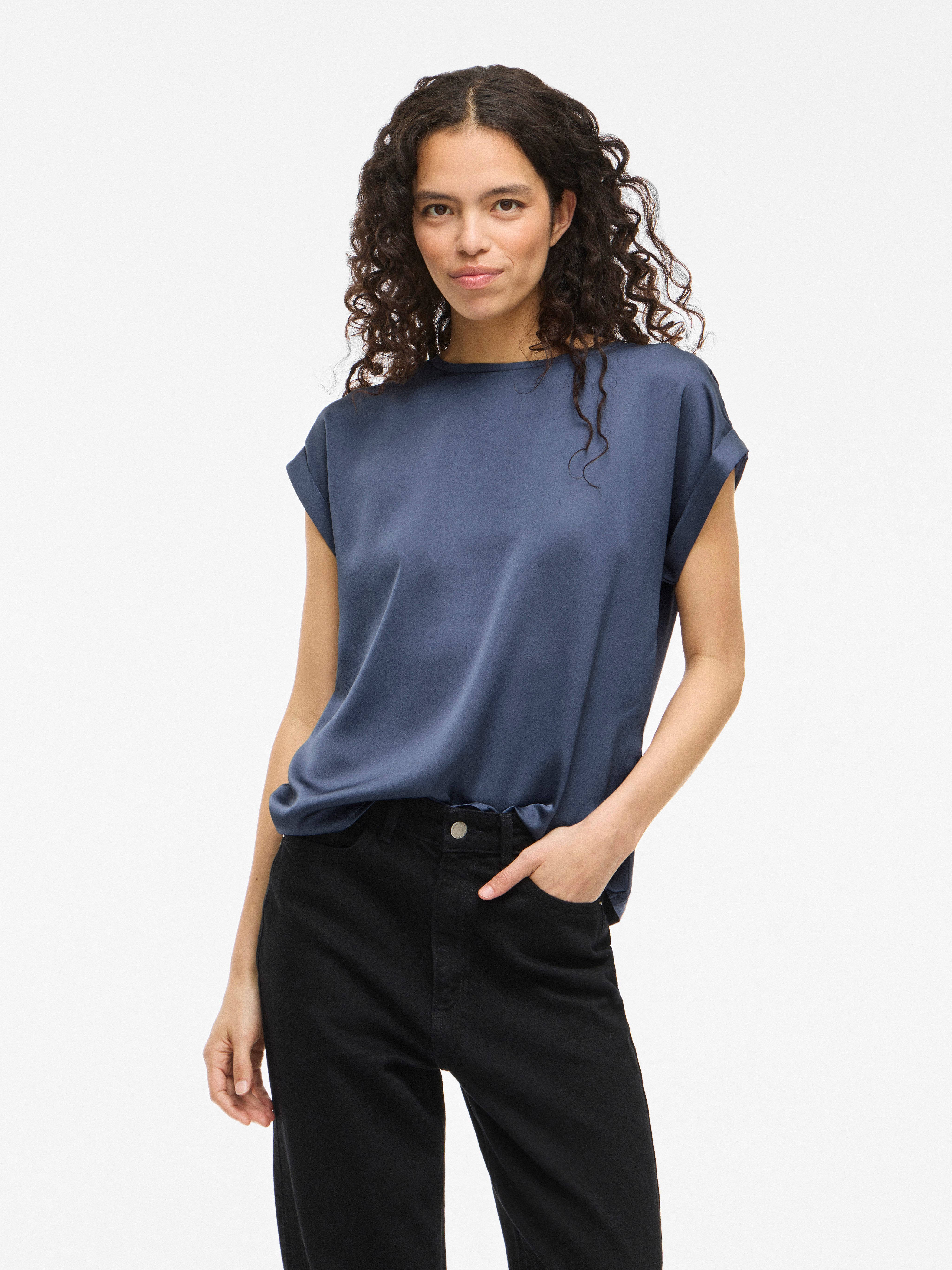Vila Kurzarmshirt VIELLETTE S/S SATIN TOP - NOOS Satin Optik günstig online kaufen