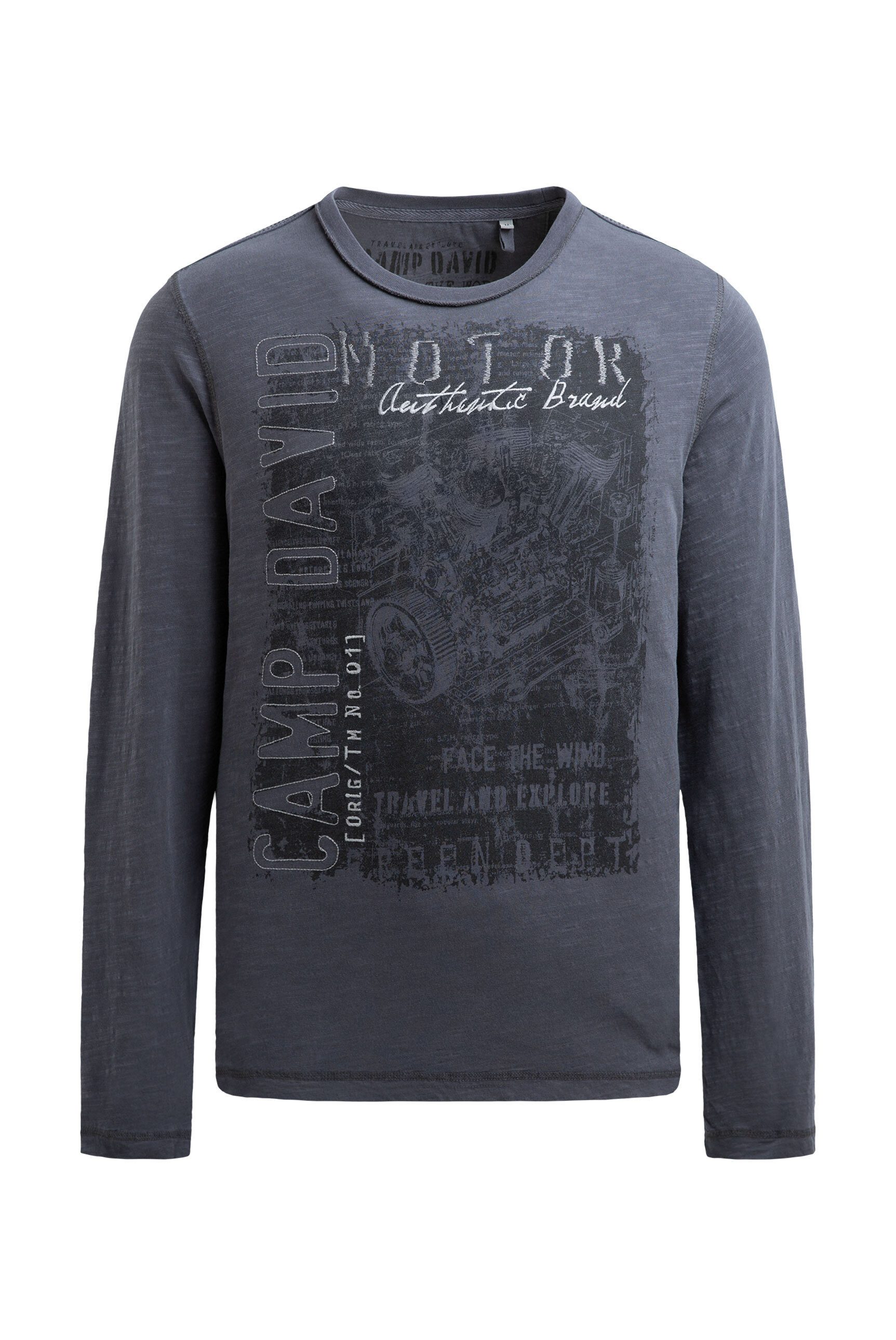 CAMP DAVID Rundhalsshirt mit offenen Kanten günstig online kaufen