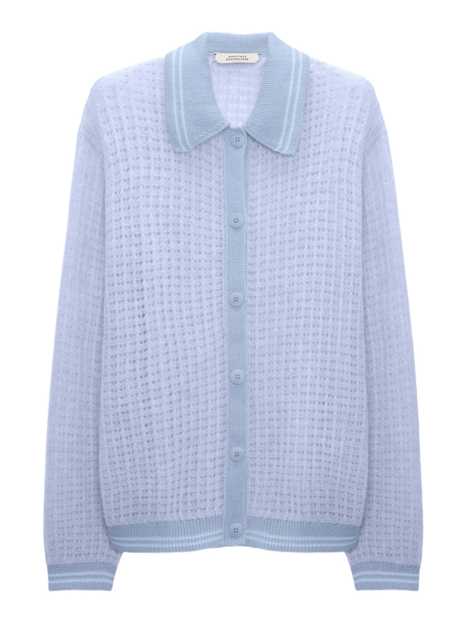 DOROTHEE SCHUMACHER Strickjacke blau,Casual,Alpaka,Strukturiert,Umlegekragen,Lang,Regular Fit