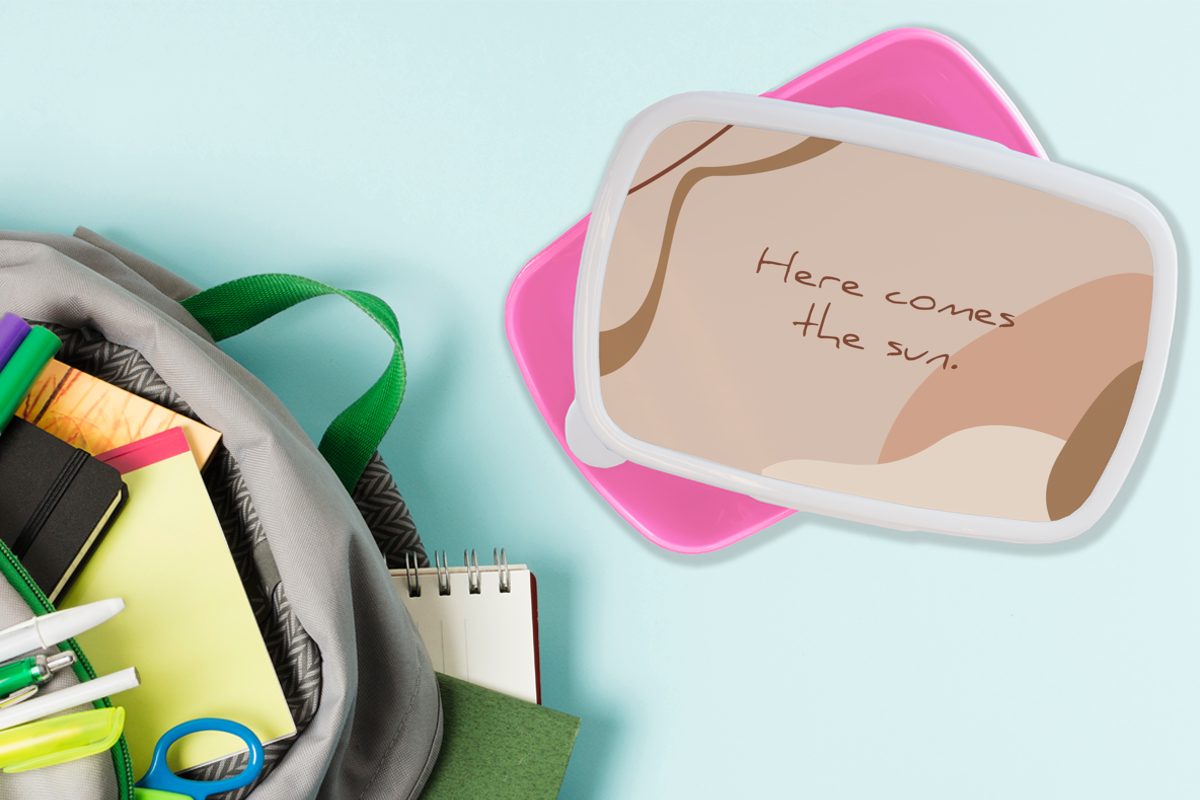 Kunststoff für Brotdose Pastell, Sommer MuchoWow Mädchen, Lunchbox (2-tlg), Snackbox, - - Kinder, Zitat rosa Kunststoff, Brotbox Erwachsene,