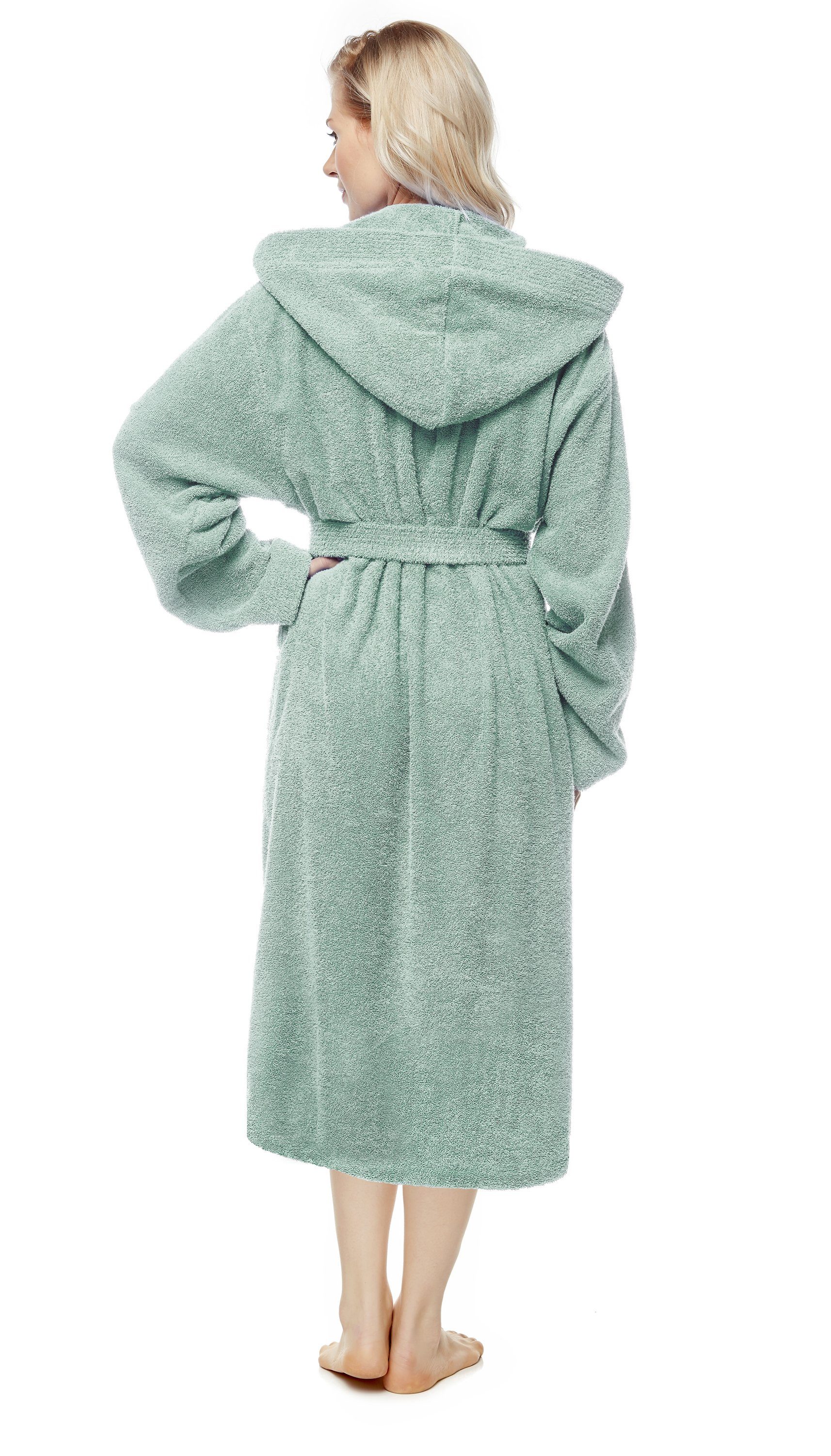 Arus Damenbademantel Pandora, waden lang, mit Kapuze, 100% Baumwolle, für S günstig online kaufen