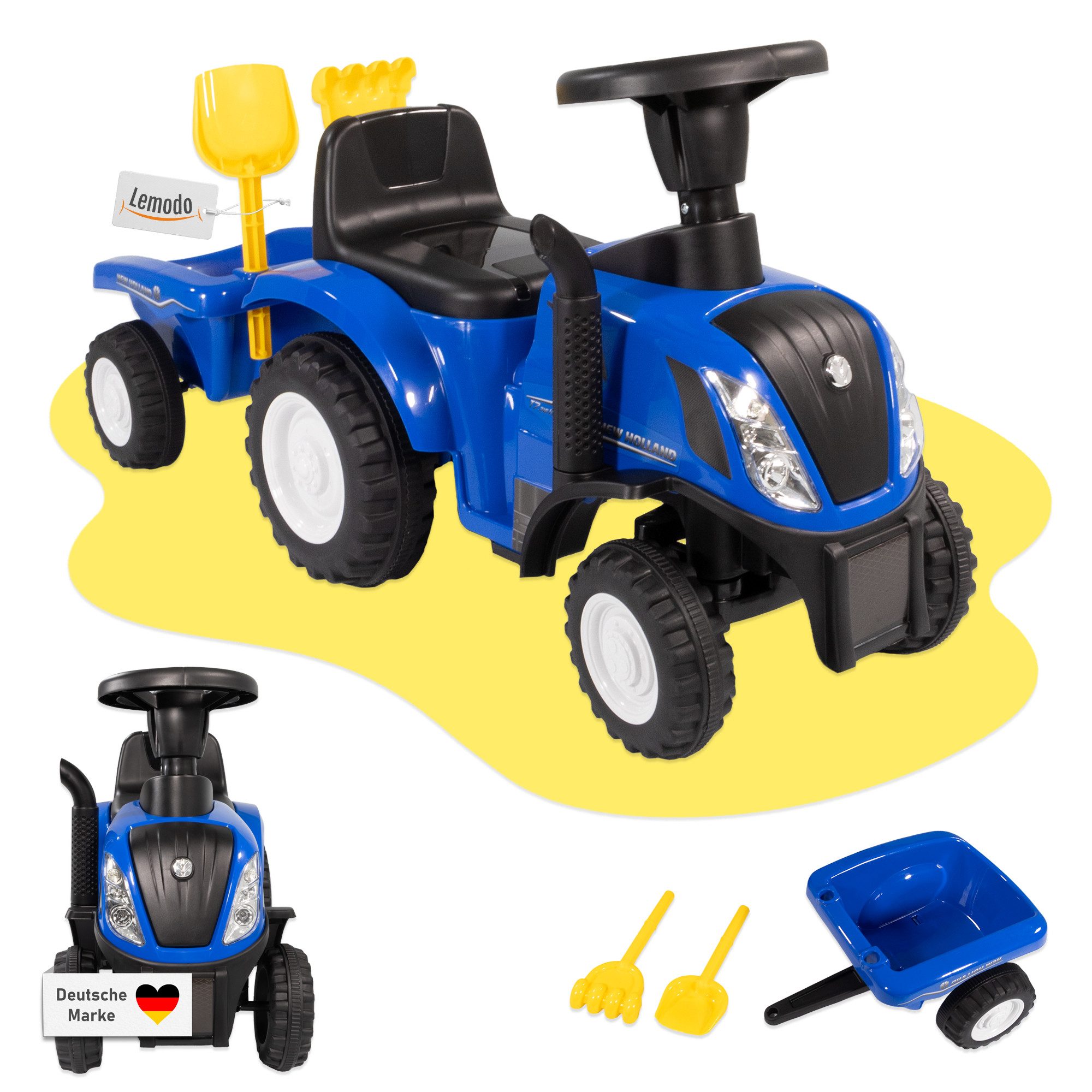 Lemodo Rutscherauto Rutscherauto Traktor mit Anhänger und Zubehör, für Kinder im Alter von 12 - 36 Monaten geeignet