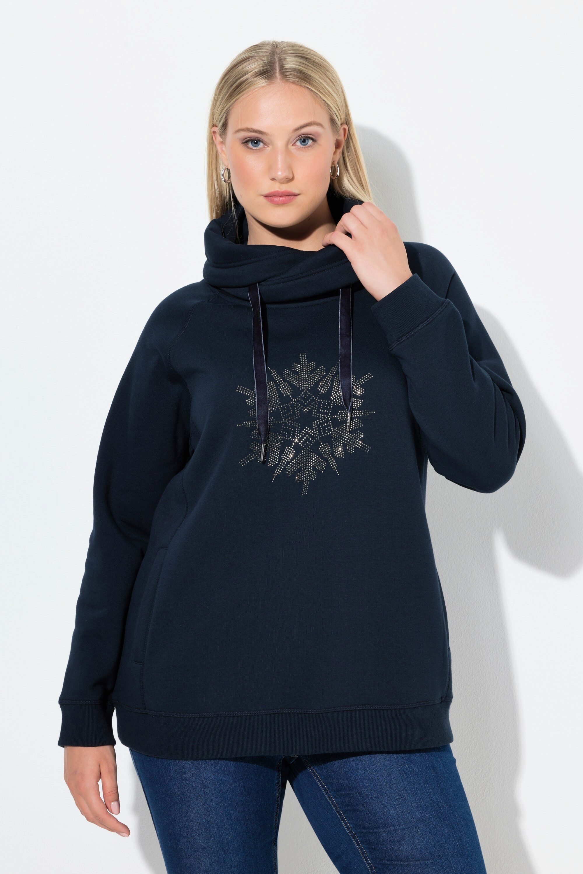 Ulla Popken Sweatshirt Sweatshirt Schneeflocke Stehkragen Langarm günstig online kaufen
