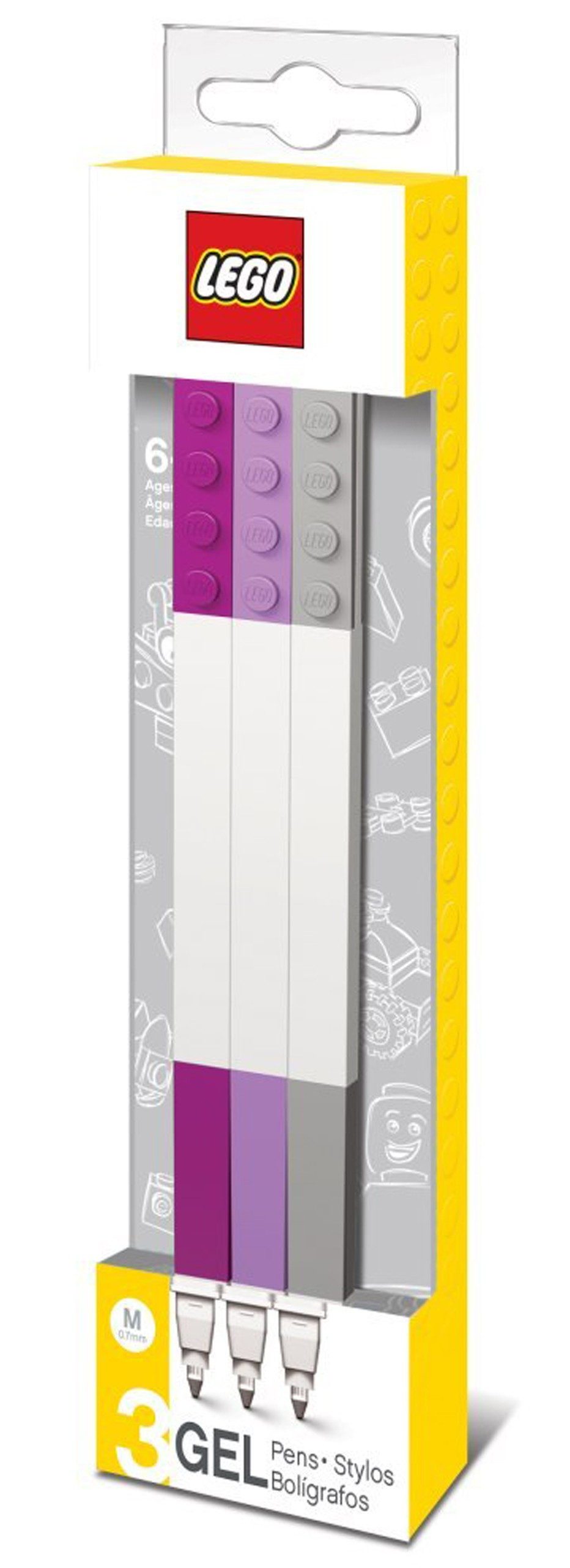 Sarcia.eu Gelschreiber 3x Gel-Kugelschreiber (lila, pink, grau) LEGO