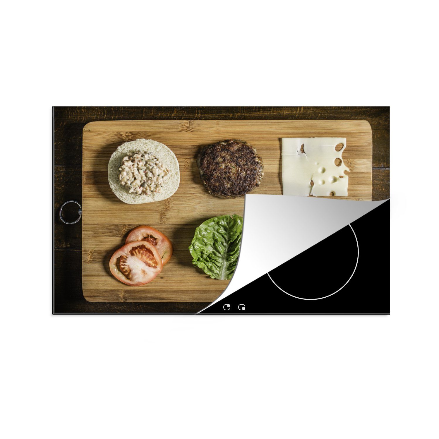 MuchoWow Herdblende-/Abdeckplatte cm, (1 darauf, Schutz küche, Gemüse Schneidebrett tlg), für Ceranfeldabdeckung 81x52 die Ein Induktionskochfeld Vinyl, mit
